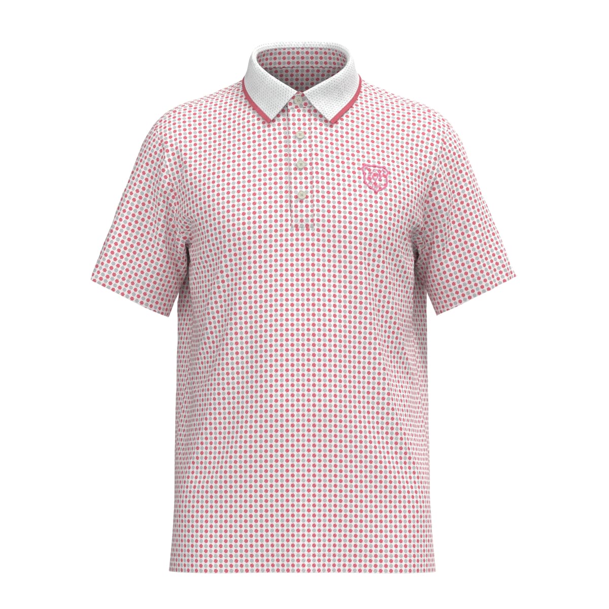 【24AW新作】MENS COOLCORE ダイヤドットプリント 半袖ポロシャツ ピンク×グレー 071444001 - ZOY OFFICIAL
