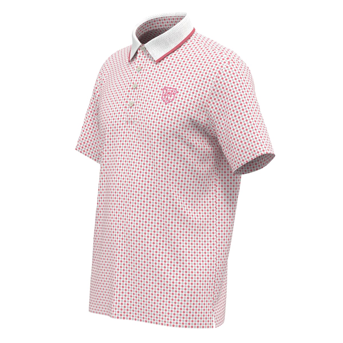 【24AW新作】MENS COOLCORE ダイヤドットプリント 半袖ポロシャツ ピンク×グレー 071444001 - ZOY OFFICIAL