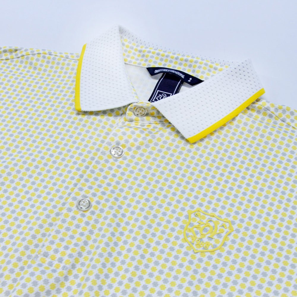 【24AW新作】MENS COOLCORE ダイヤドットプリント 半袖ポロシャツ イエロー×グレー 071444001 - ZOY OFFICIAL