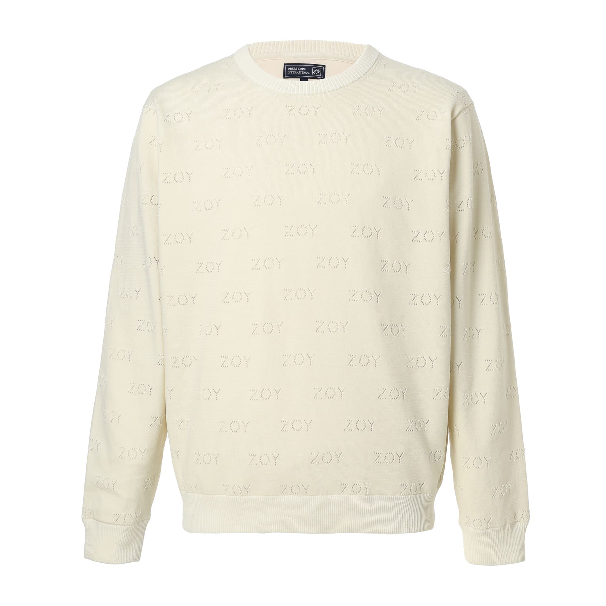 【24AW新作】MENS ZOYアイレット天竺プレーティング 長袖セーター(防風裏地付) エクリュ 071444709 - ZOY OFFICIAL