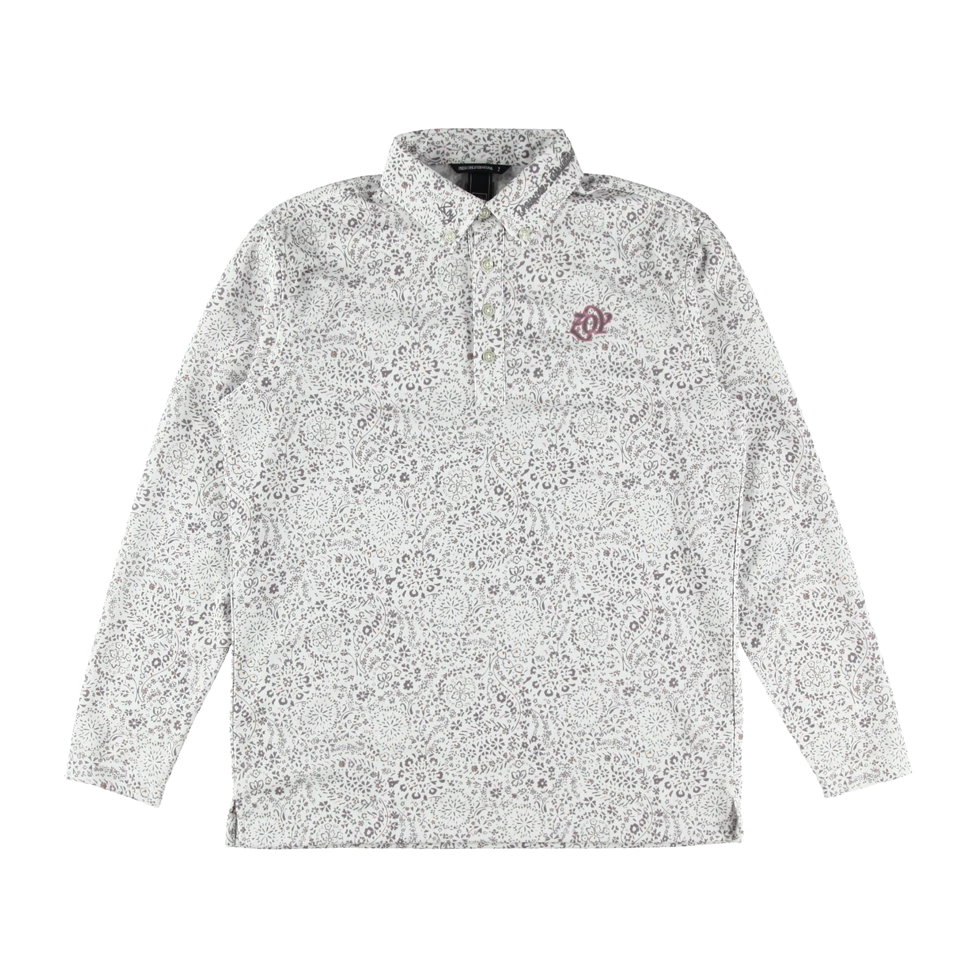 【24SS新作】MENS ボタニカルプリント 長袖ポロシャツ ホワイト 071442009 - ZOY OFFICIAL