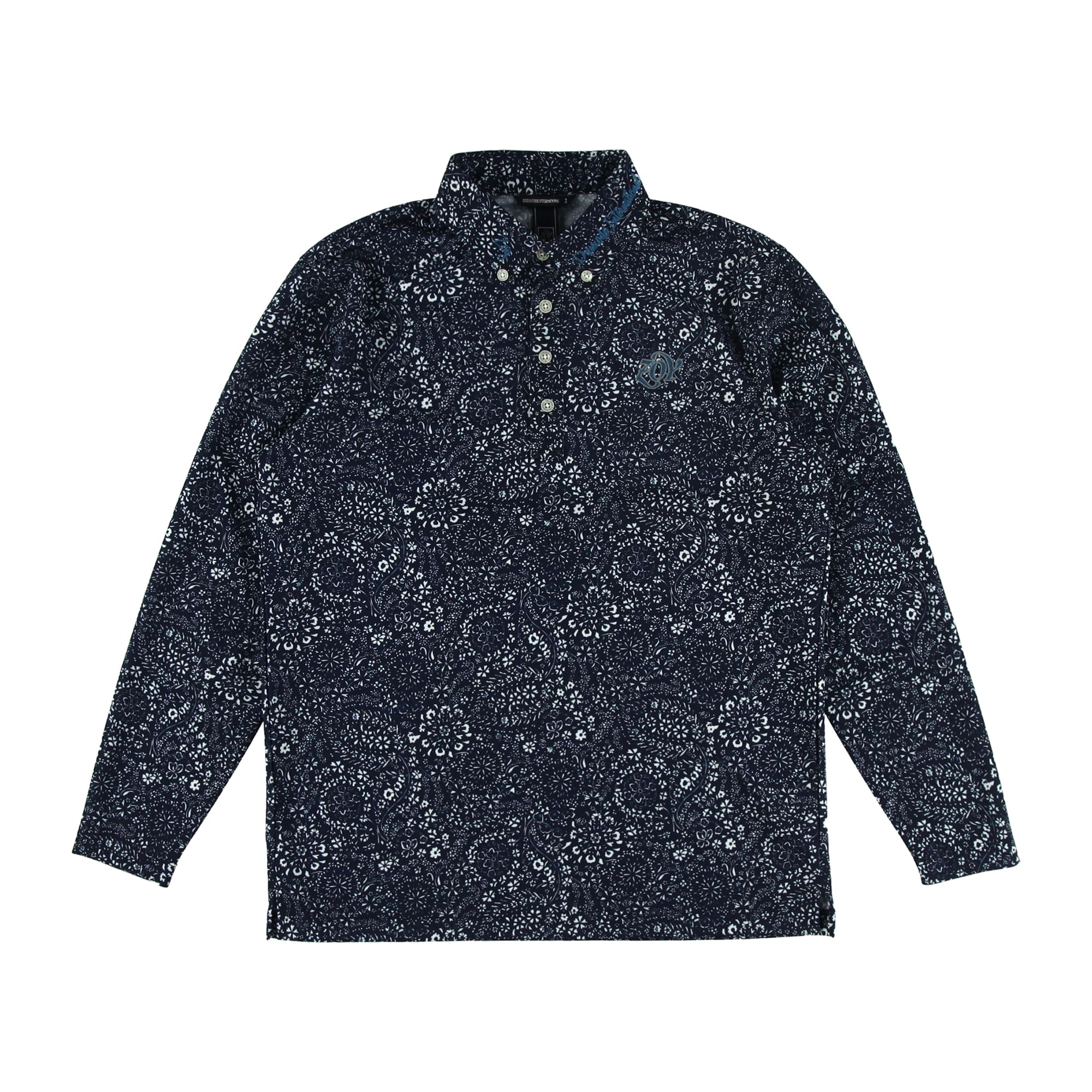 【24SS新作】MENS ボタニカルプリント 長袖ポロシャツ ネイビー 071442009 - ZOY OFFICIAL