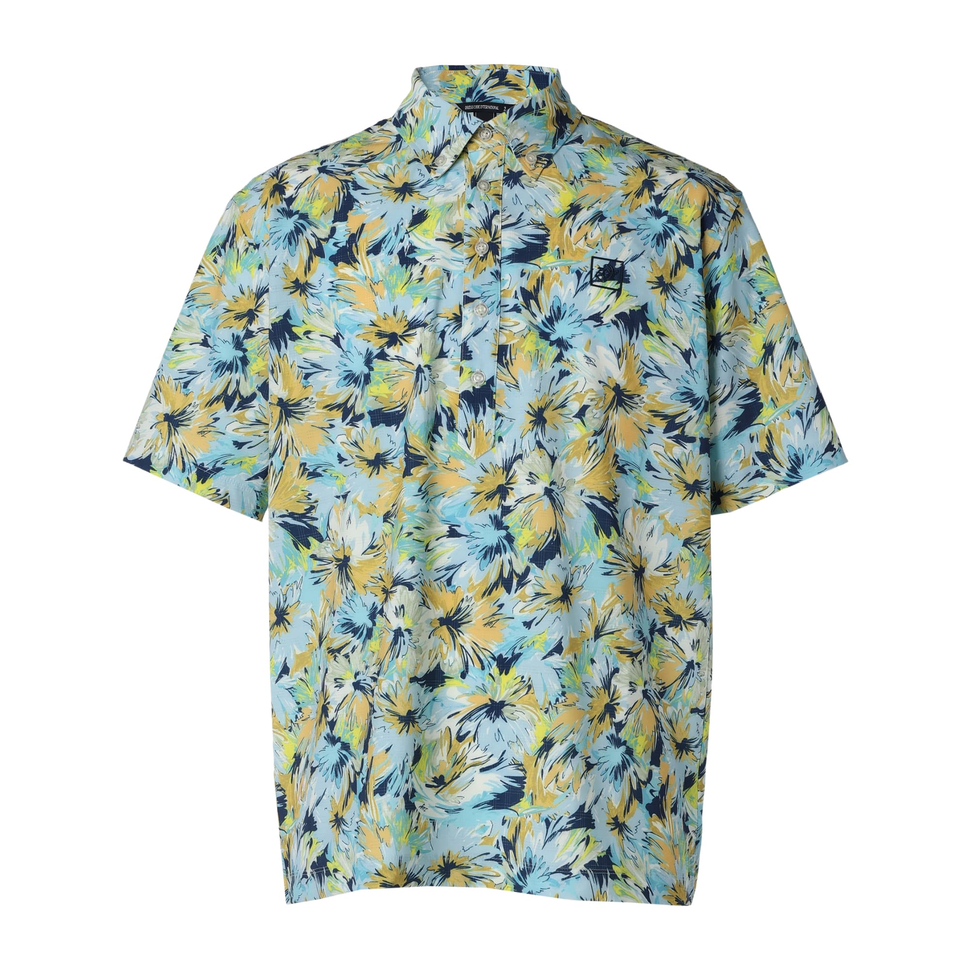 24SS】MENS ドライフラワープリント 半袖シャツ スカイブルー 071442014