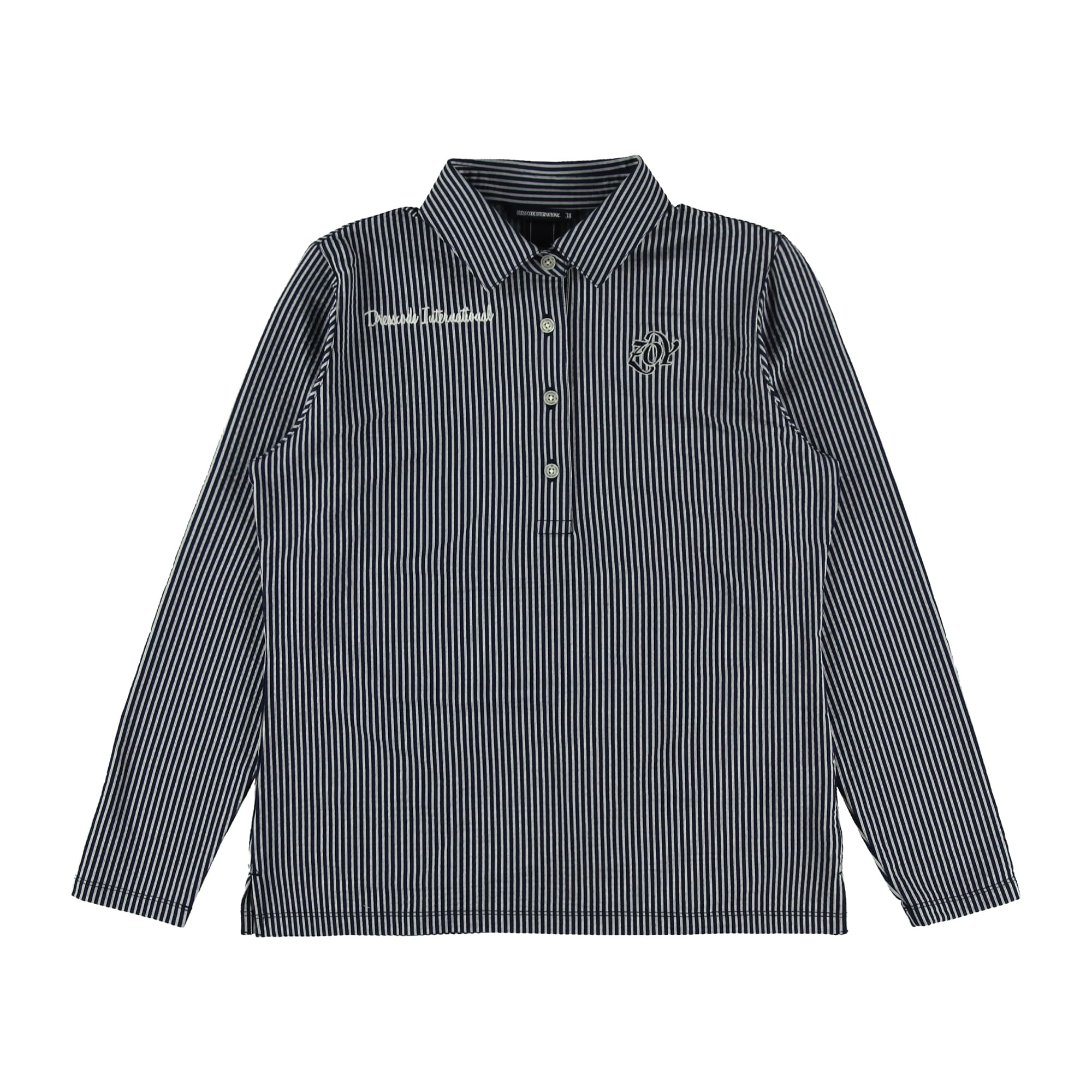 24SS】WOMENS COOLMAXニットサッカー 長袖ポロシャツ ネイビー 071642003