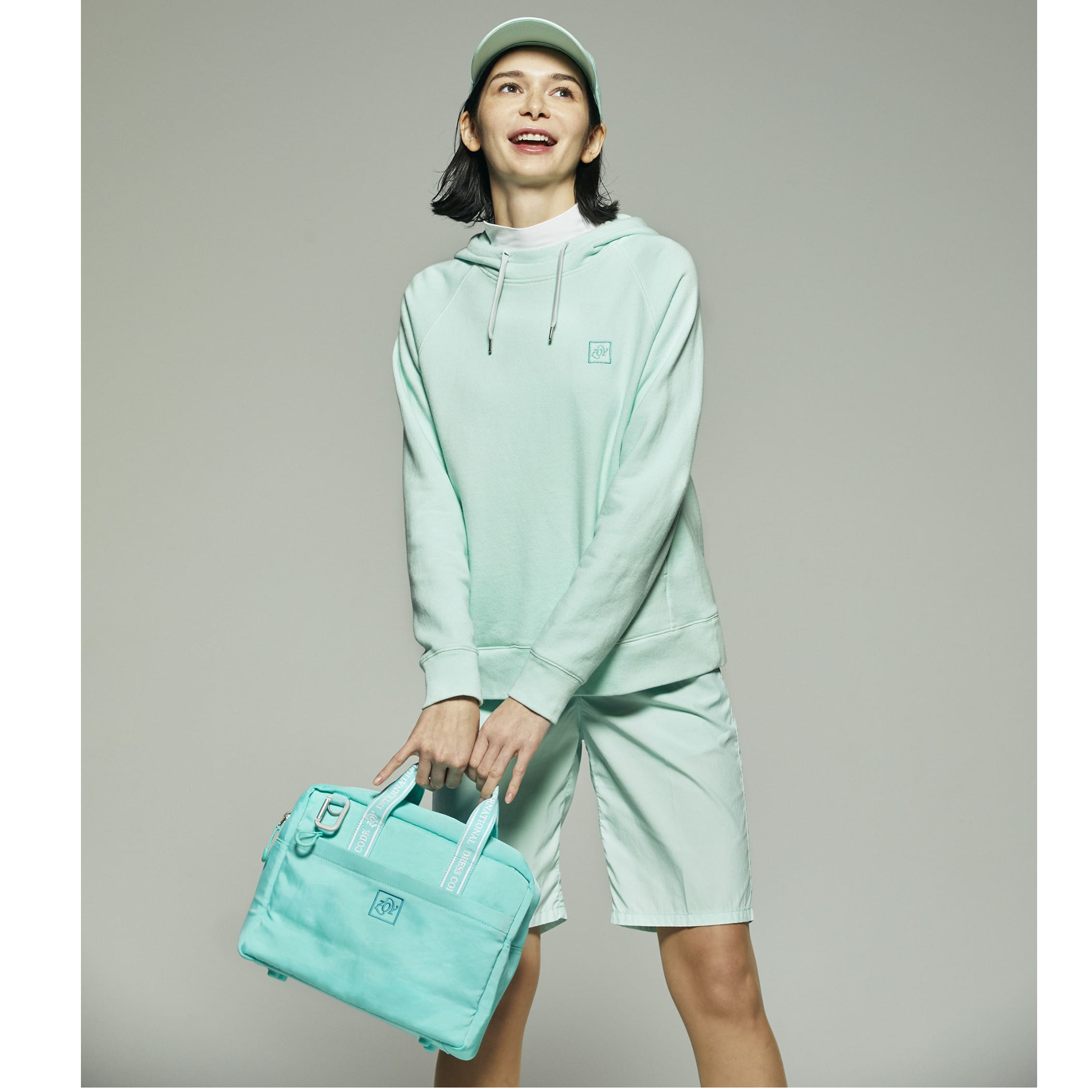 WOMEN カシミアタッチガーメントダイ裏毛 プルオーバーフーディー マンゴーソルベ