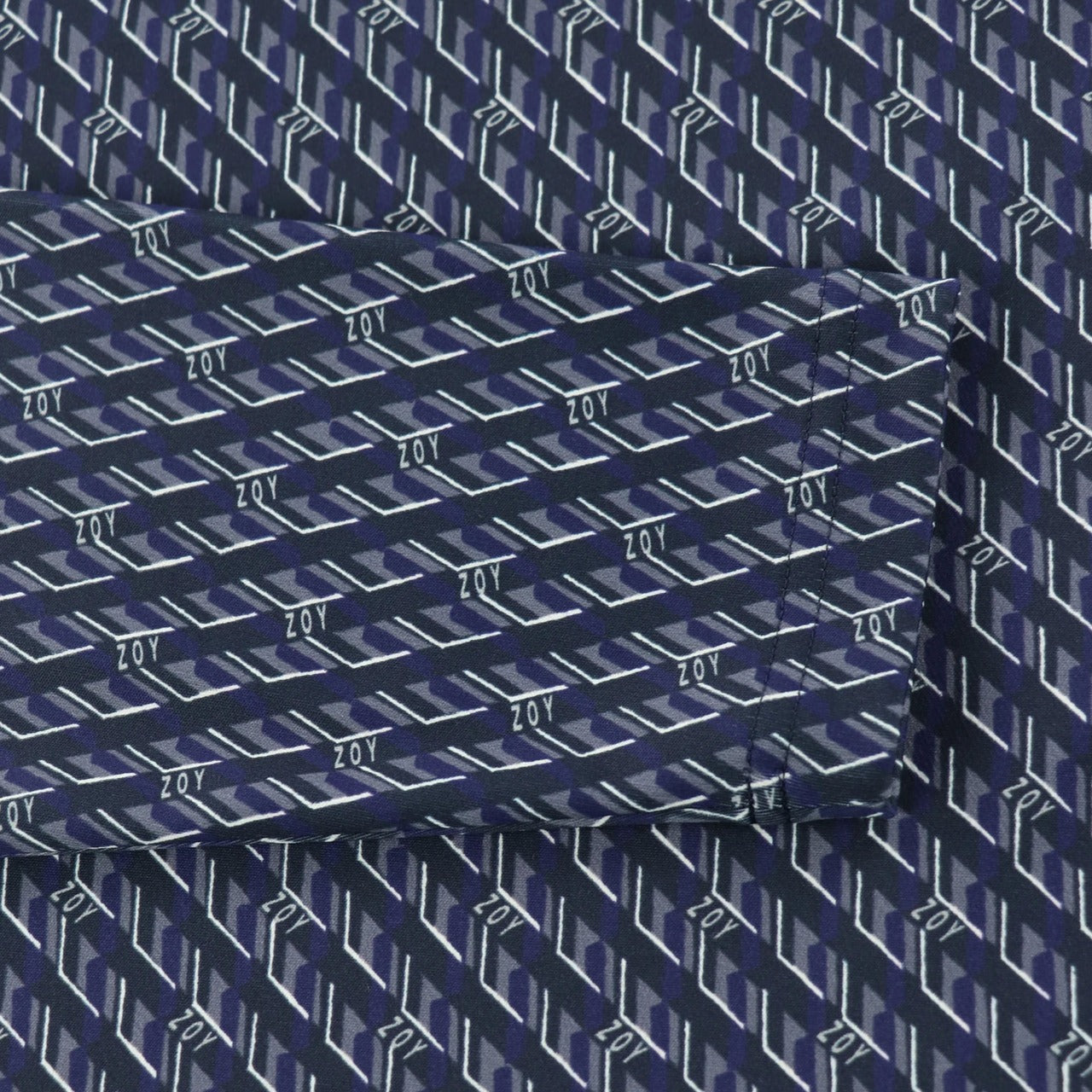 MEN ジオメトリックプリント プルオーバー タートルネック ネイビー