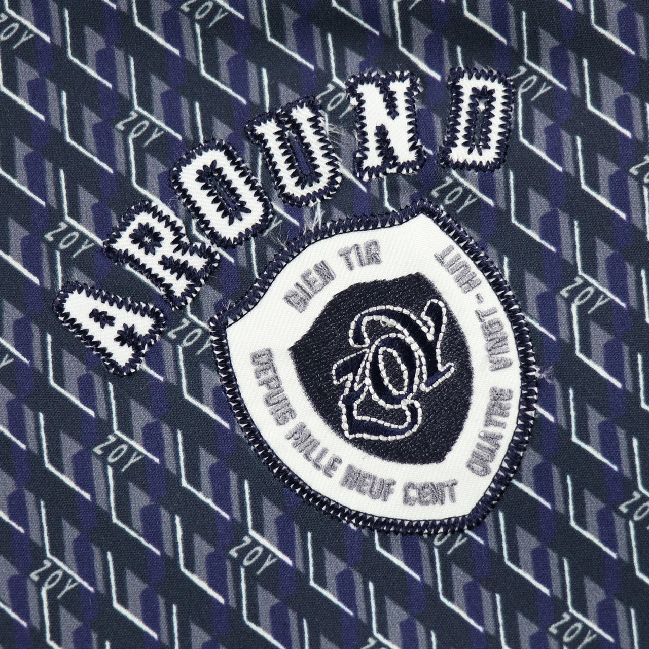 MEN ジオメトリックプリント プルオーバー タートルネック ネイビー