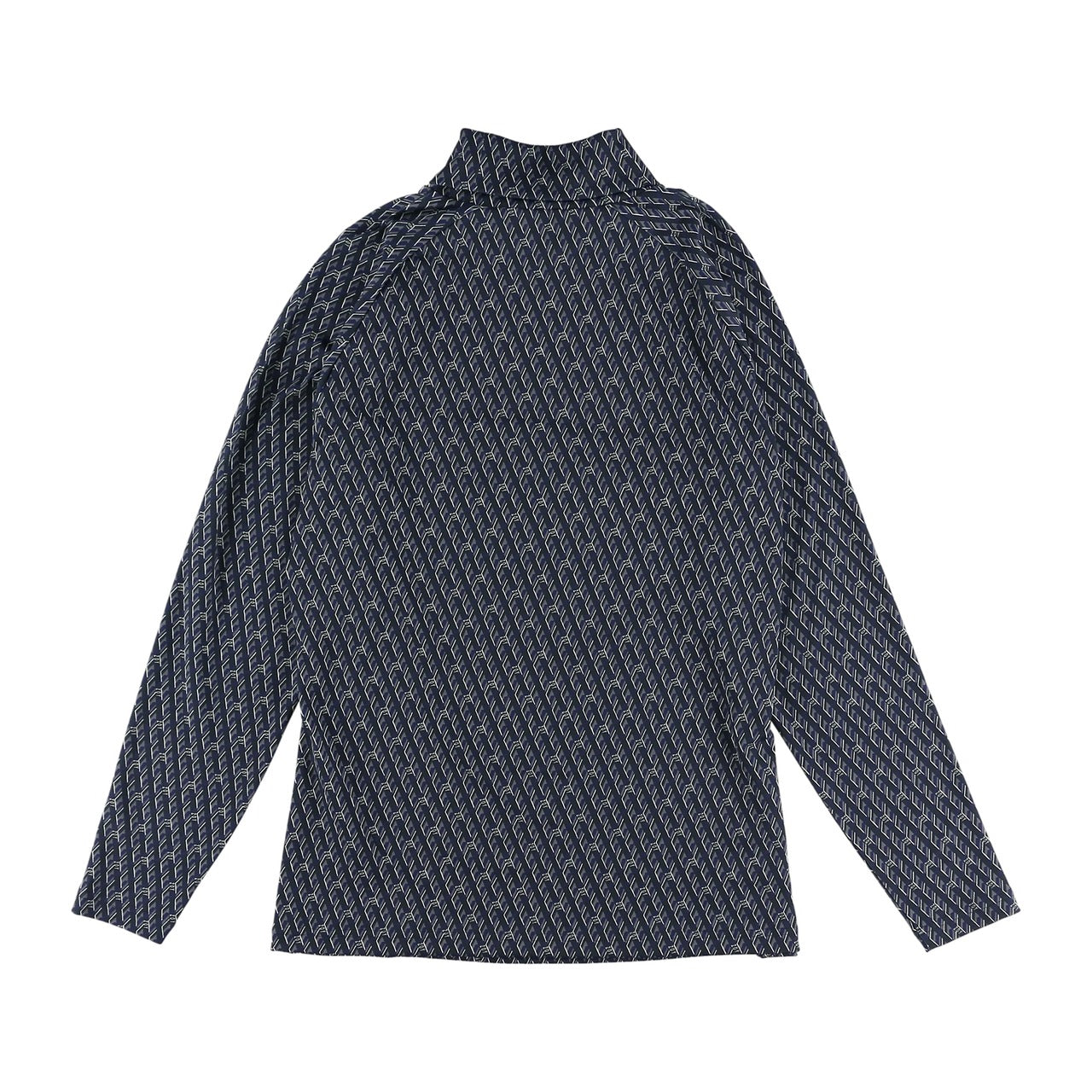 MEN ジオメトリックプリント プルオーバー タートルネック ブルー