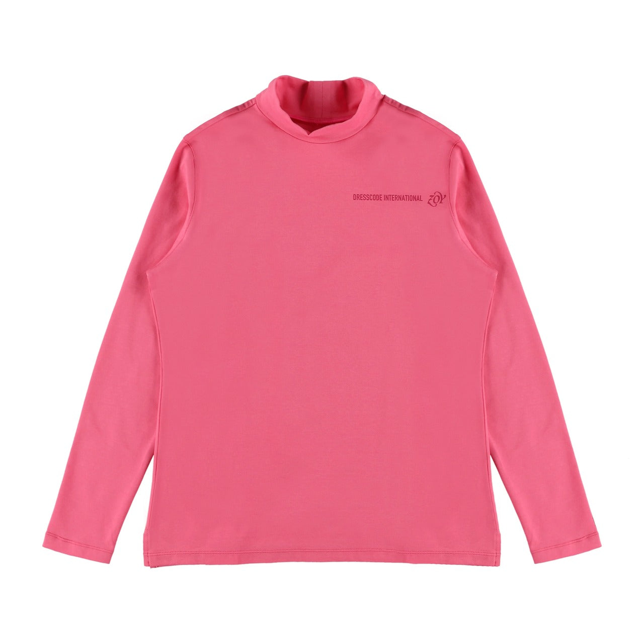 Women's Cotton Bear Jersey Long Sleeve Mock Neck Shirt in Pink