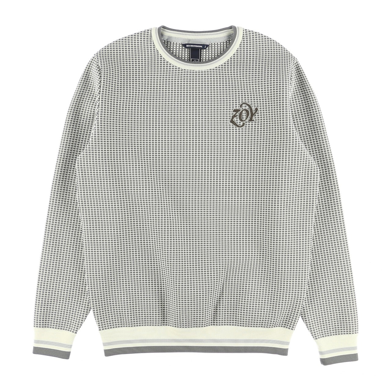 MEN マイクロスリーム グラフチェックWJQ 長袖プルオーバー ライトグレー