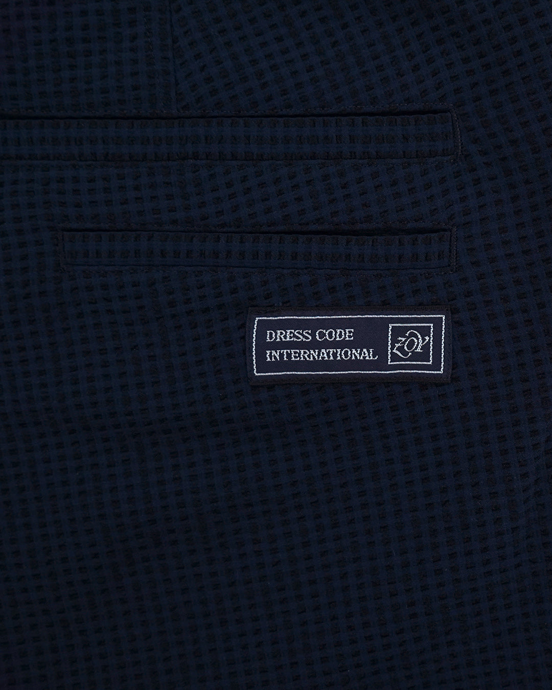 MEN EVALET ギンガムサッカー ロングパンツ ネイビー