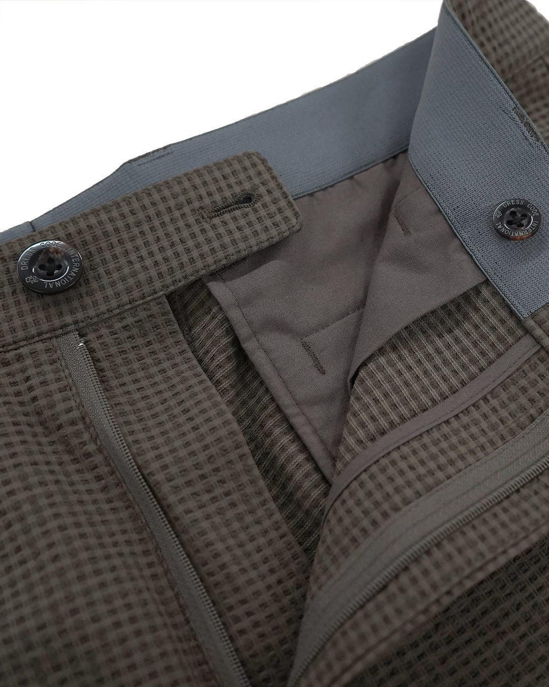 MEN EVALET ギンガムサッカー ロングパンツ モカ