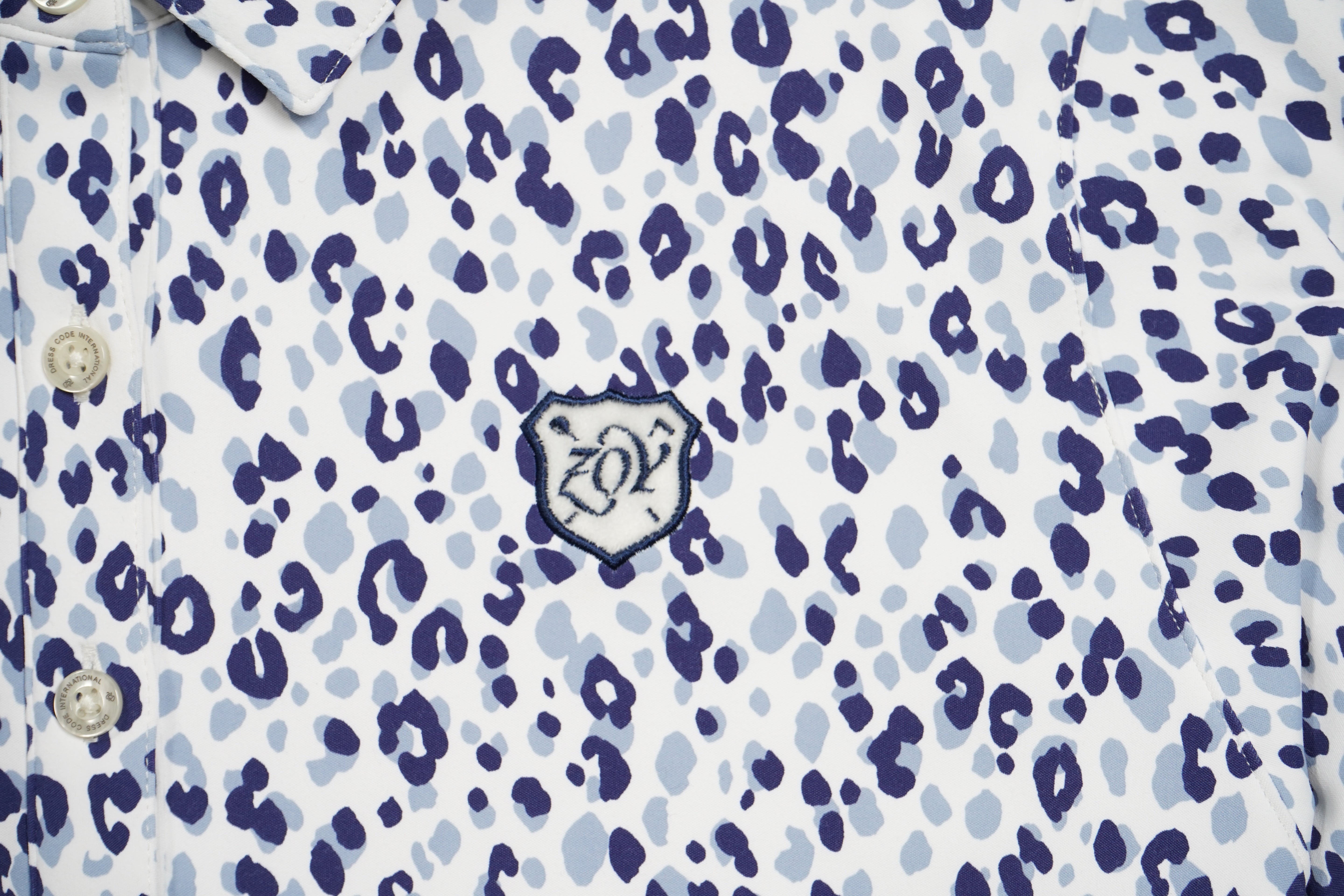 MEN レオパードプリント 長袖シャツ ブルー