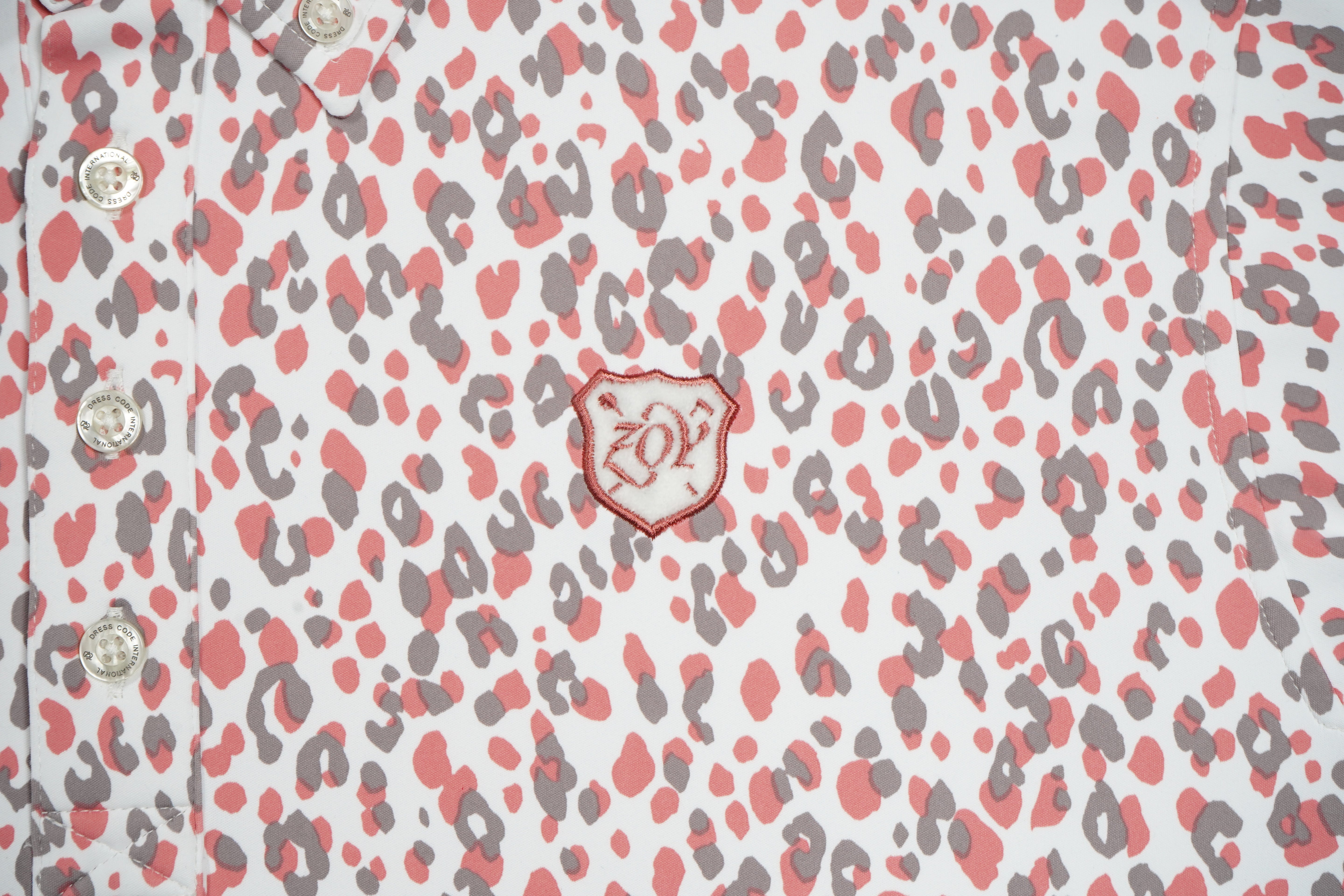 MEN レオパードプリント 長袖シャツ ピンク