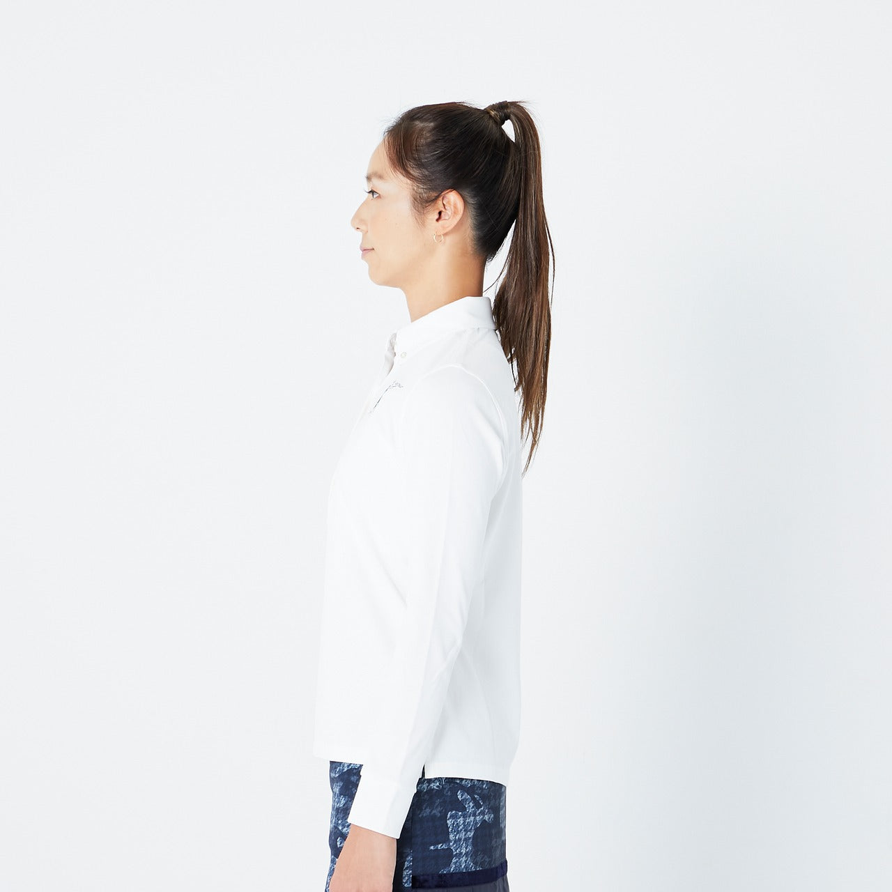 【通年】WOMEN ファンクショナルストレッチ鹿の子 長袖シャツ ホワイト 071729085