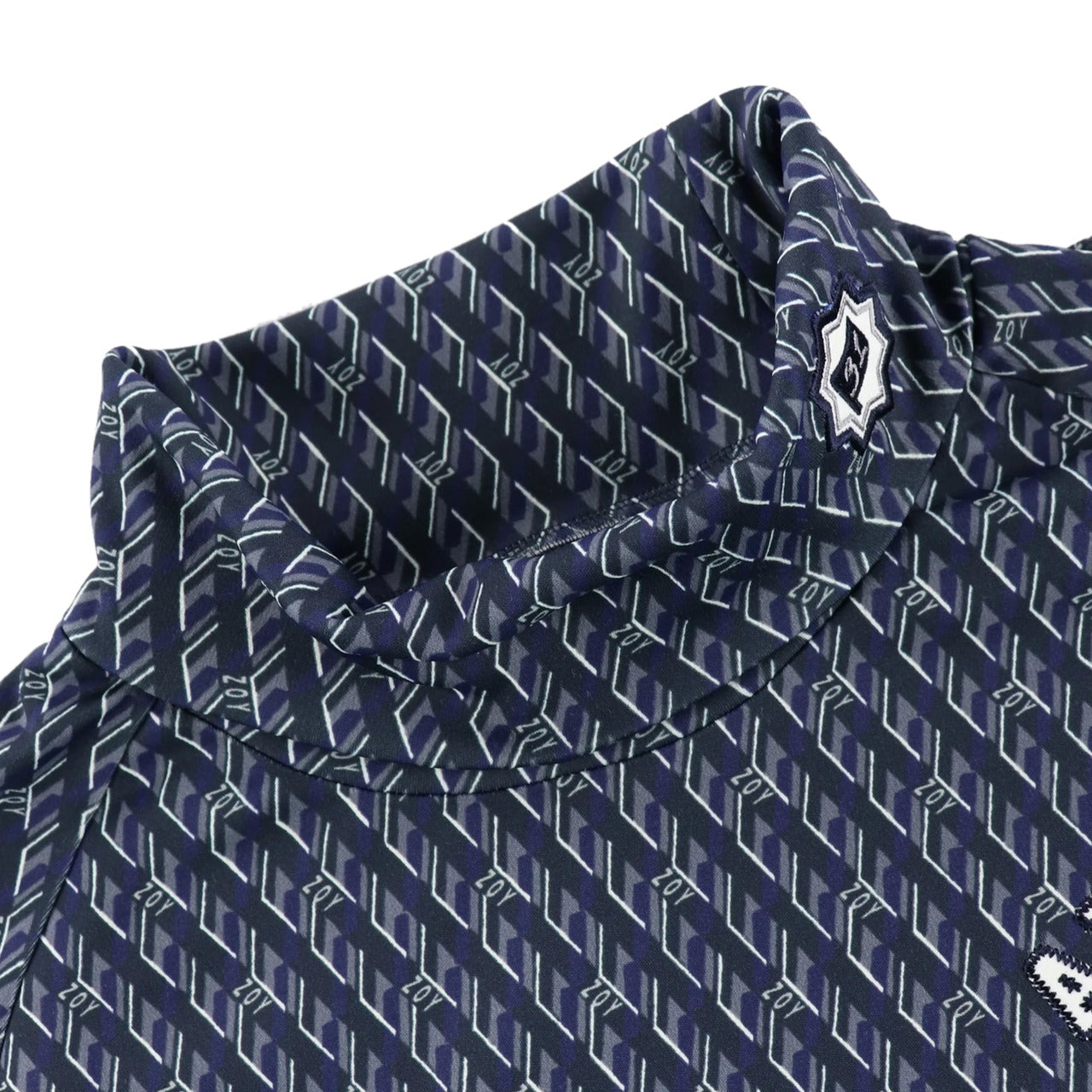 MEN ジオメトリックプリント プルオーバー タートルネック ネイビー