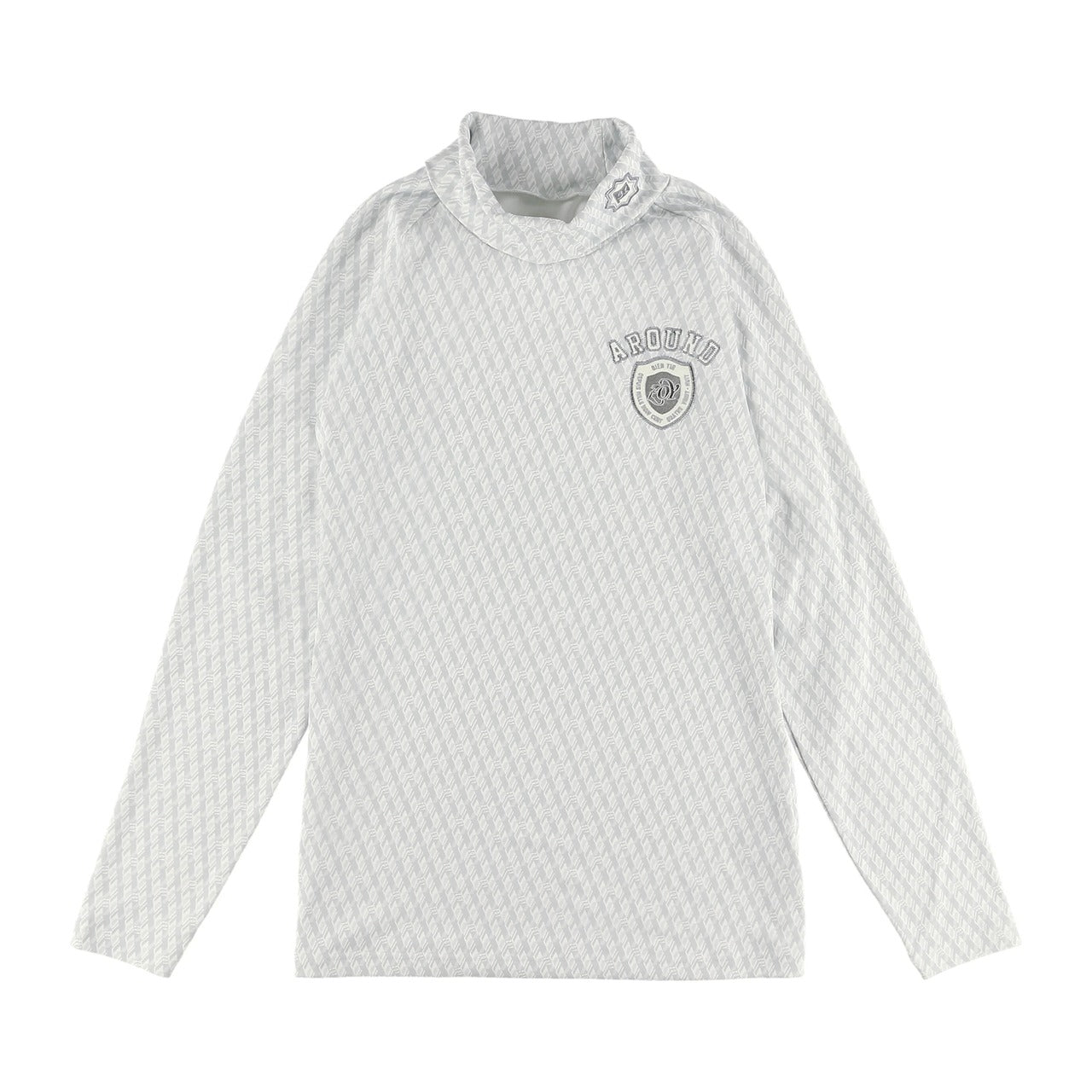 MEN ジオメトリックプリント プルオーバー タートルネック グレー