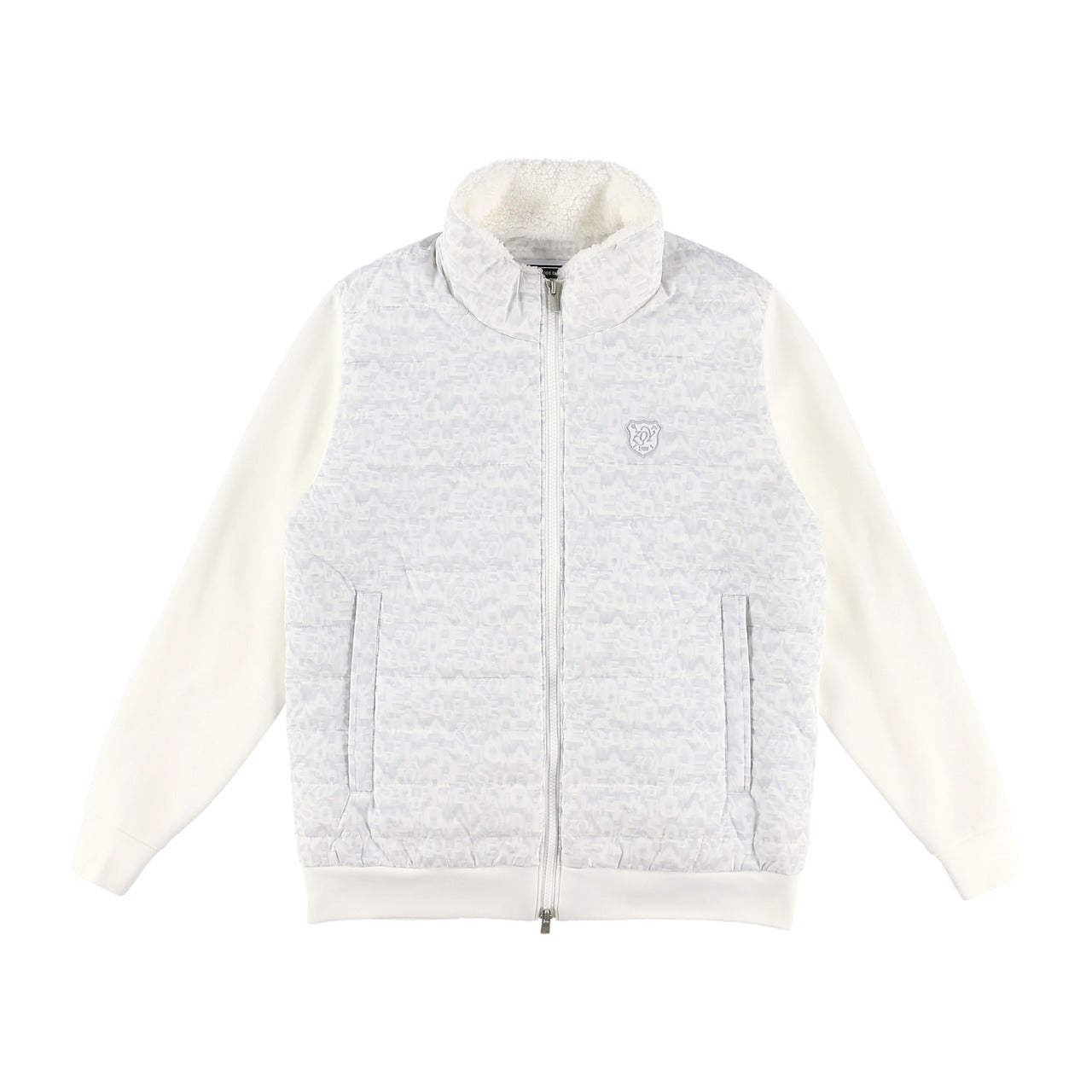 MEN レイヤーロゴプリント シンセティックダウン ブルゾン ホワイト