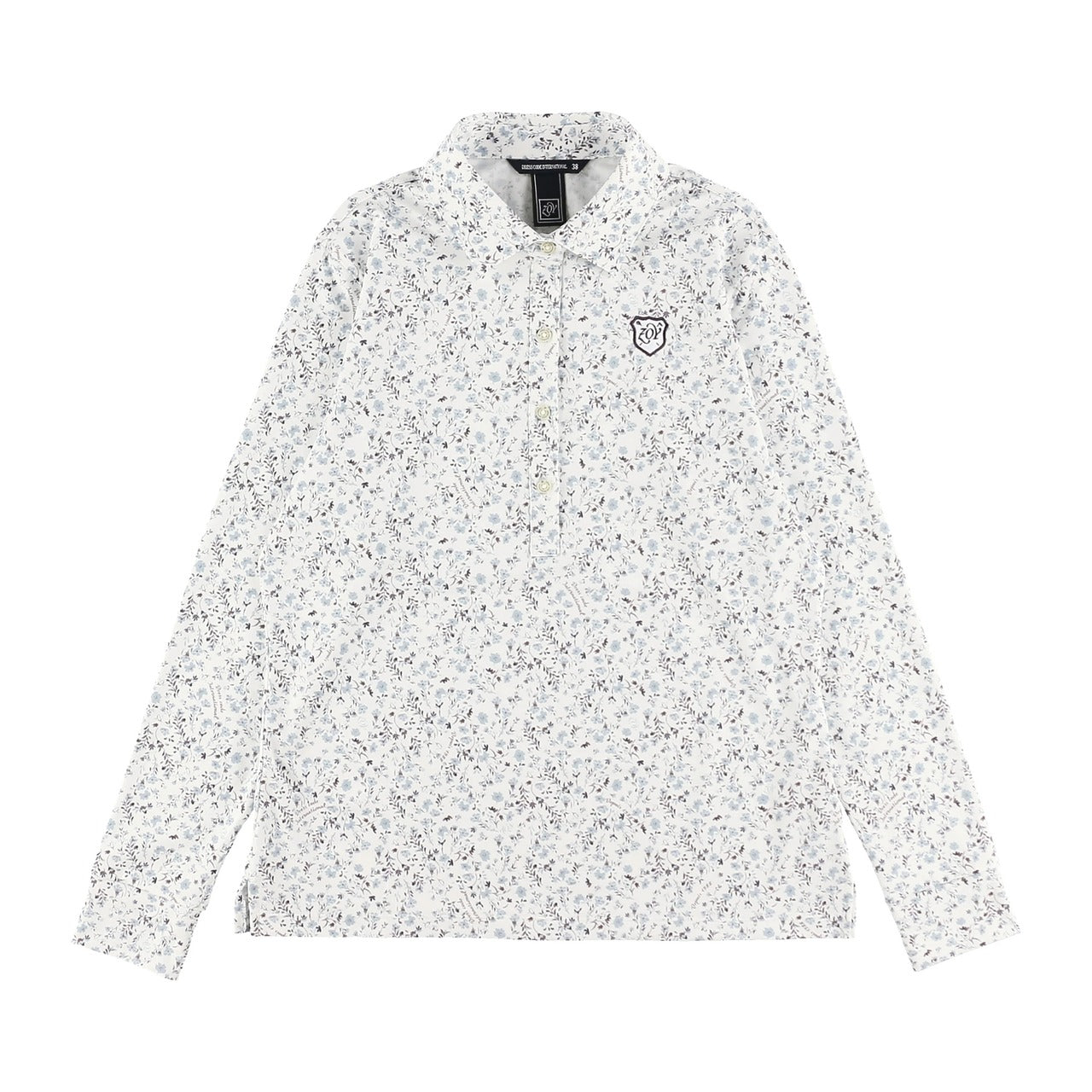 Women's Small Floral Print Long Sleeve Shirt in White