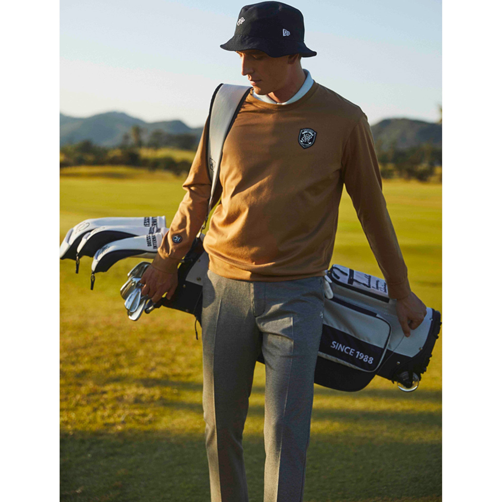 MEN シャークスキンストレッチロングパンツ チャコール