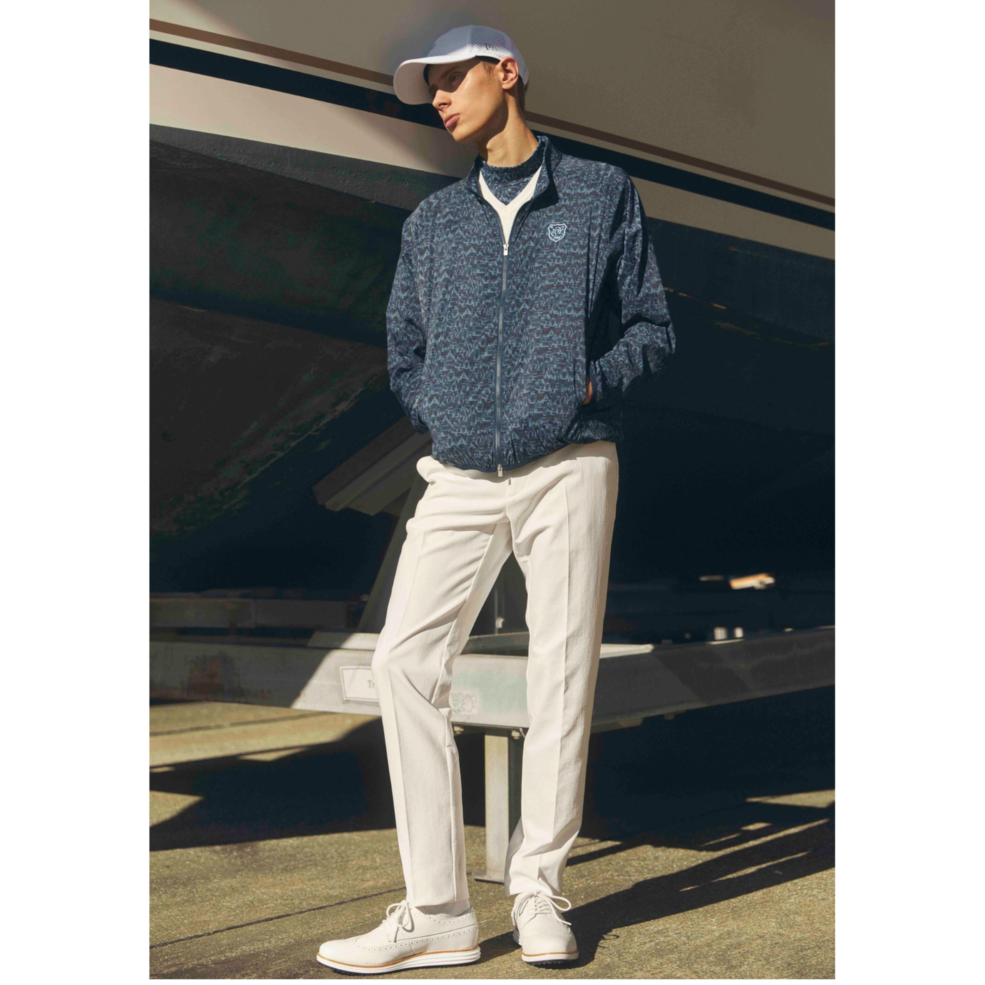 MEN フルダルエコストレッチ ロングパンツ ネイビー