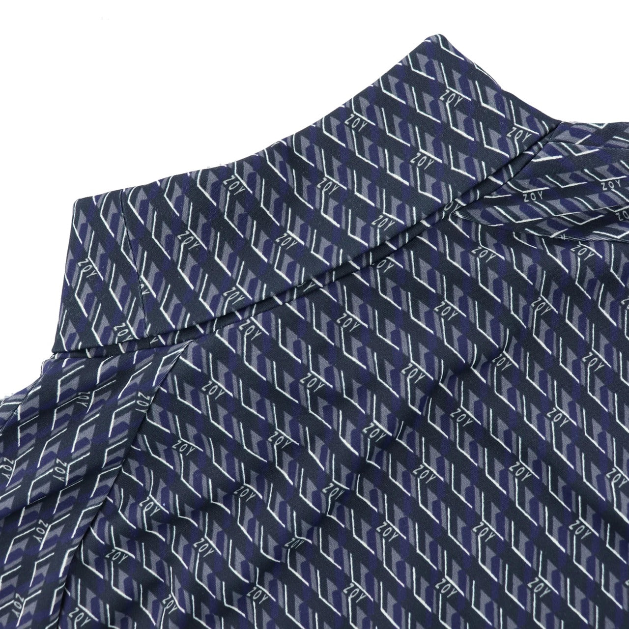 MEN ジオメトリックプリント プルオーバー タートルネック ネイビー