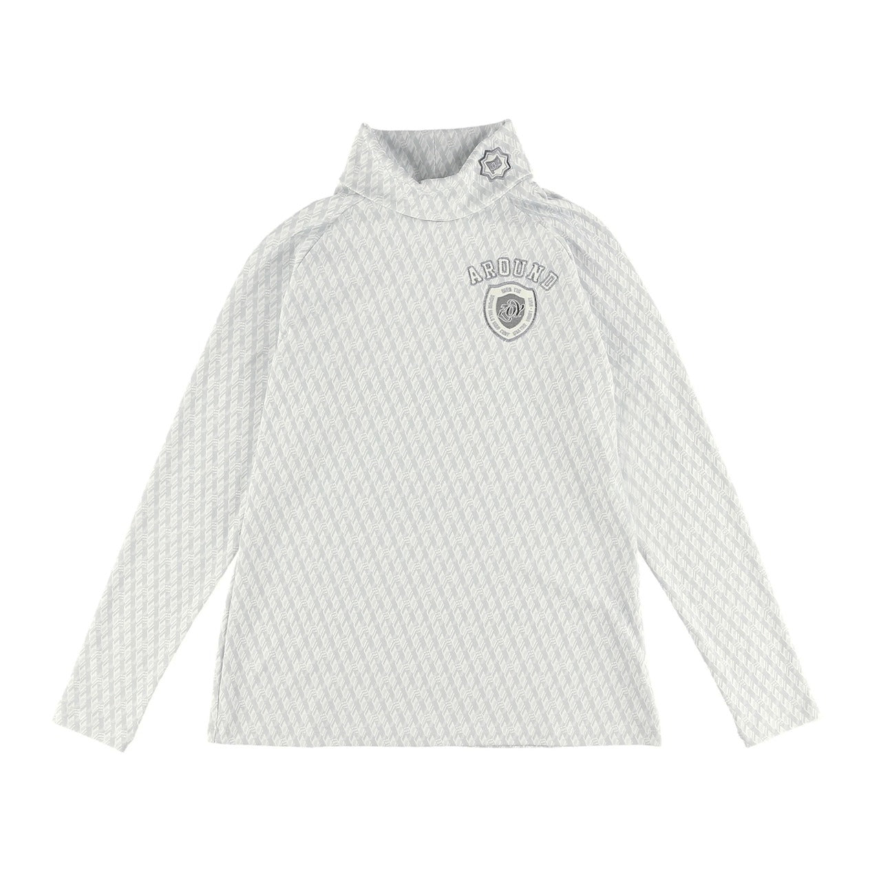 Women's Geometric Print High Neck Pullover in Gray