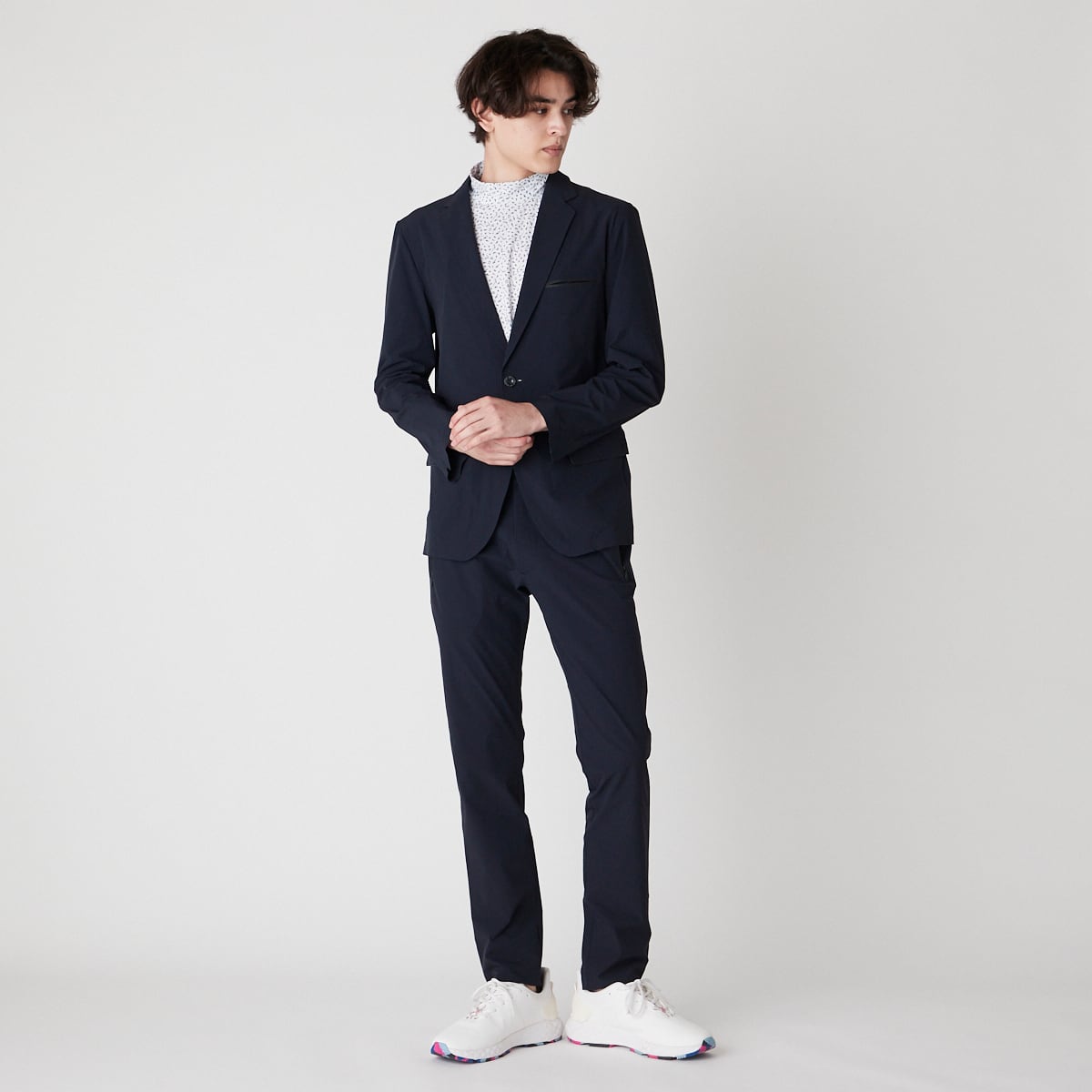 MENS マイクロリップストレッチ パンツ ダークネイビー/071422418 - ZOY OFFICIAL