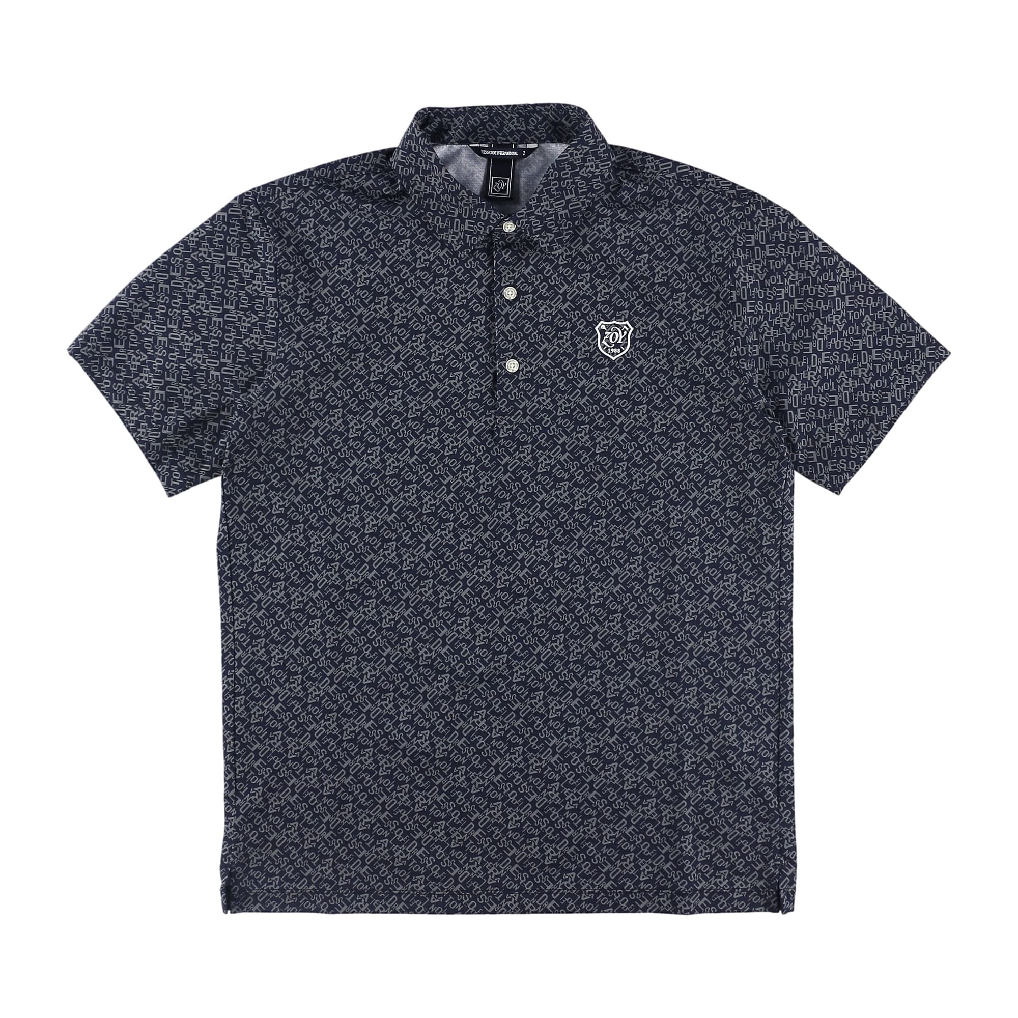MENS バイアスロゴプリント ドットライトテックエアー 半袖ポロシャツ ネイビー 071434000 - ZOY OFFICIAL