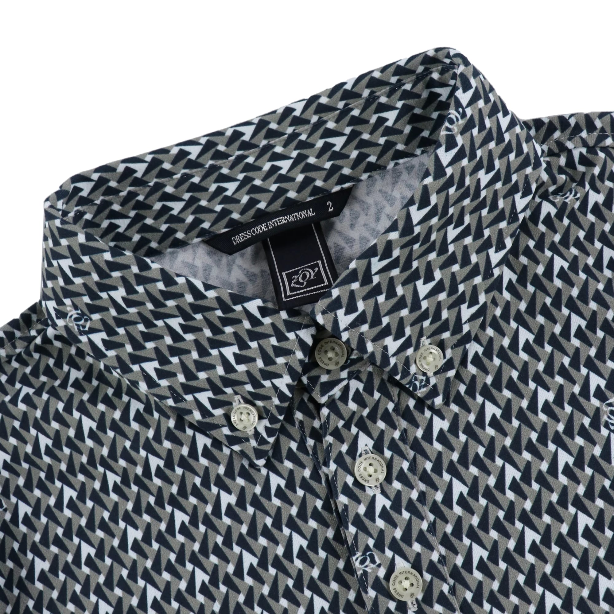 MENS ジオメトリックプリント 長袖ポロシャツ ボルドー 071434014 - ZOY OFFICIAL