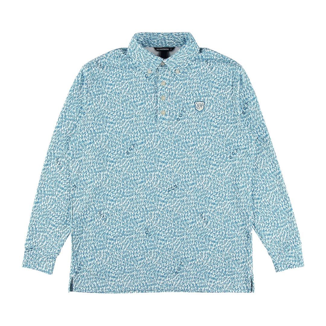 MENS グラフティーロゴプリント 長袖ポロシャツ ブルー 071434020 - ZOY OFFICIAL