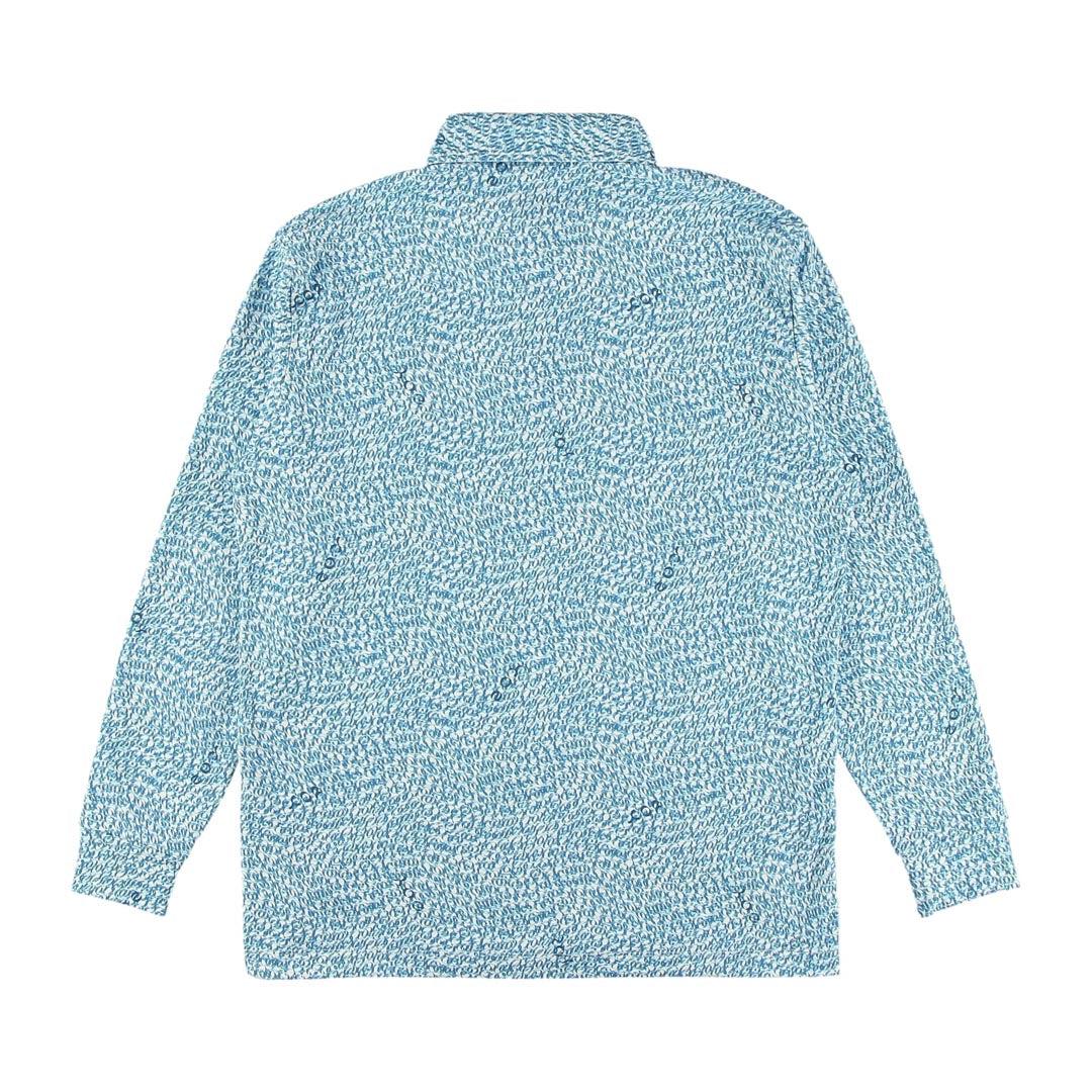 MENS グラフティーロゴプリント 長袖ポロシャツ ブルー 071434020 - ZOY OFFICIAL