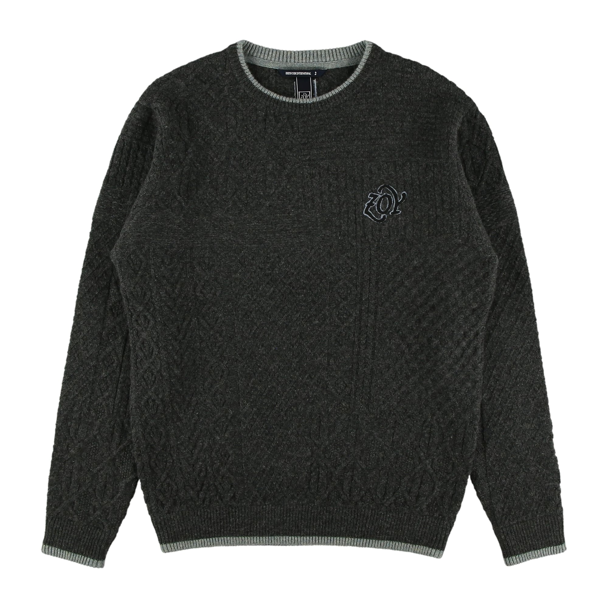 MENS メリノウールクレイジーアラン 長袖セーター チャコール 071434714 - ZOY OFFICIAL