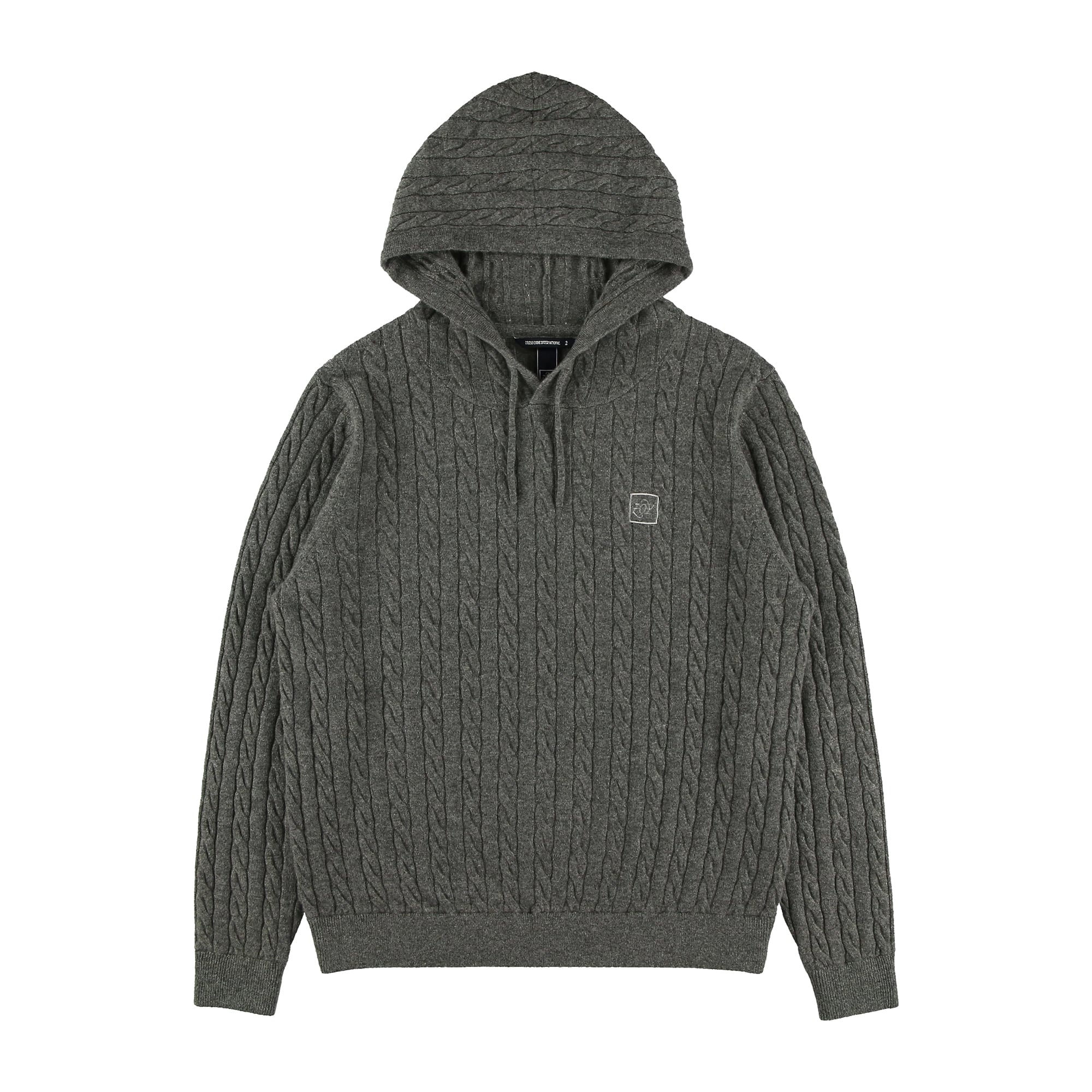 AW】MENS AURORAカシミヤケーブル ニットプルオーバーフーディー 