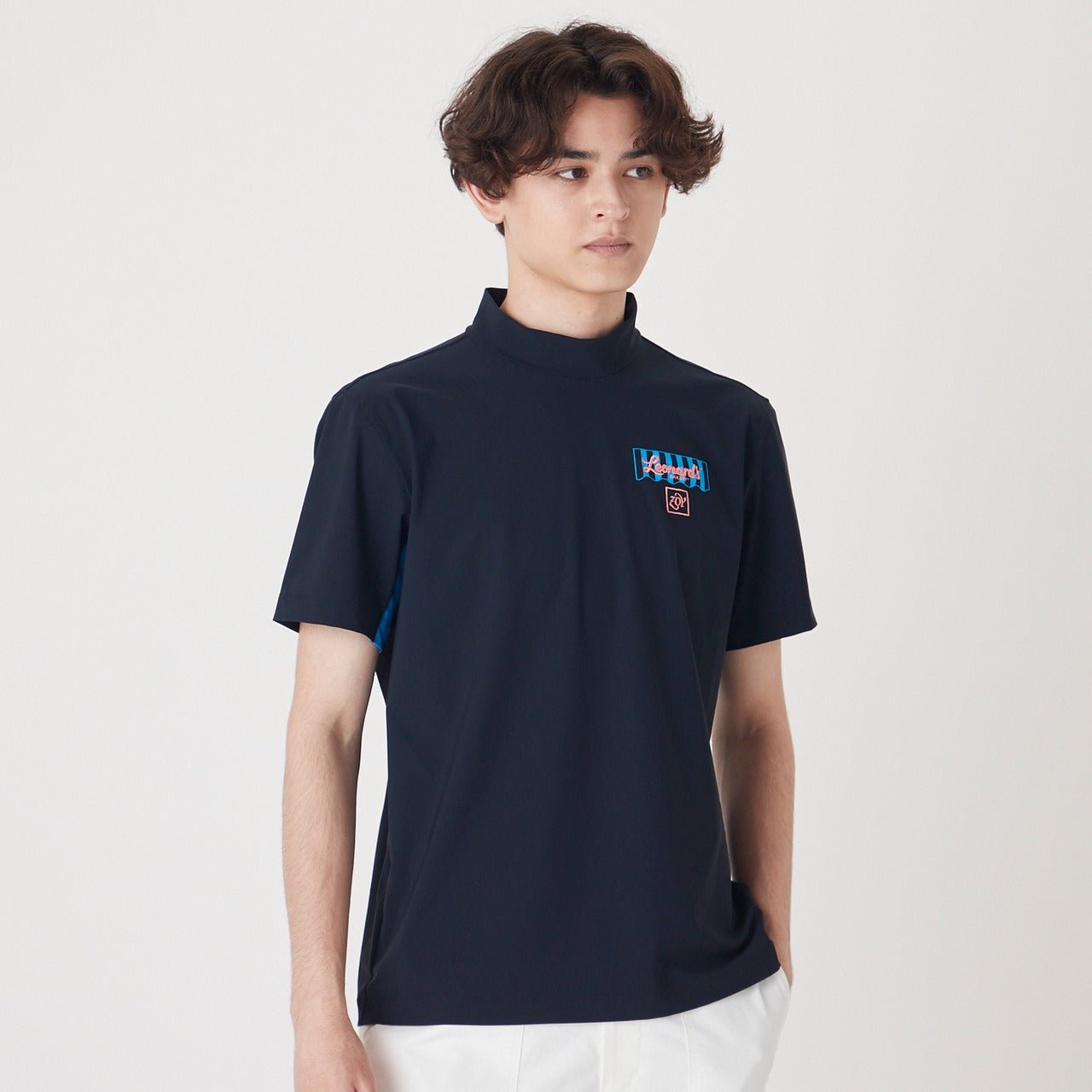 Mens LENARDS Euro JSY 半袖モックネックTシャツ ネイビー 071222001 ネイビー/1003(L/XL)