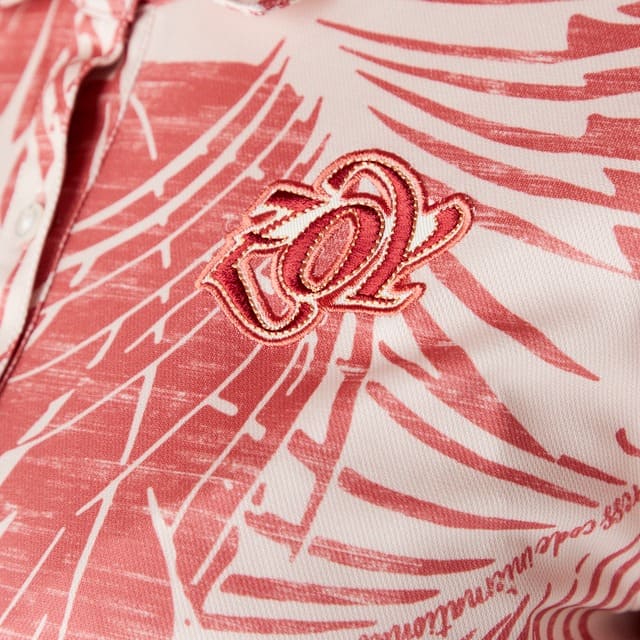 WOMENS ステンシルリーフプリント 半袖ポロシャツ オレンジ 071622022 - ZOY OFFICIAL