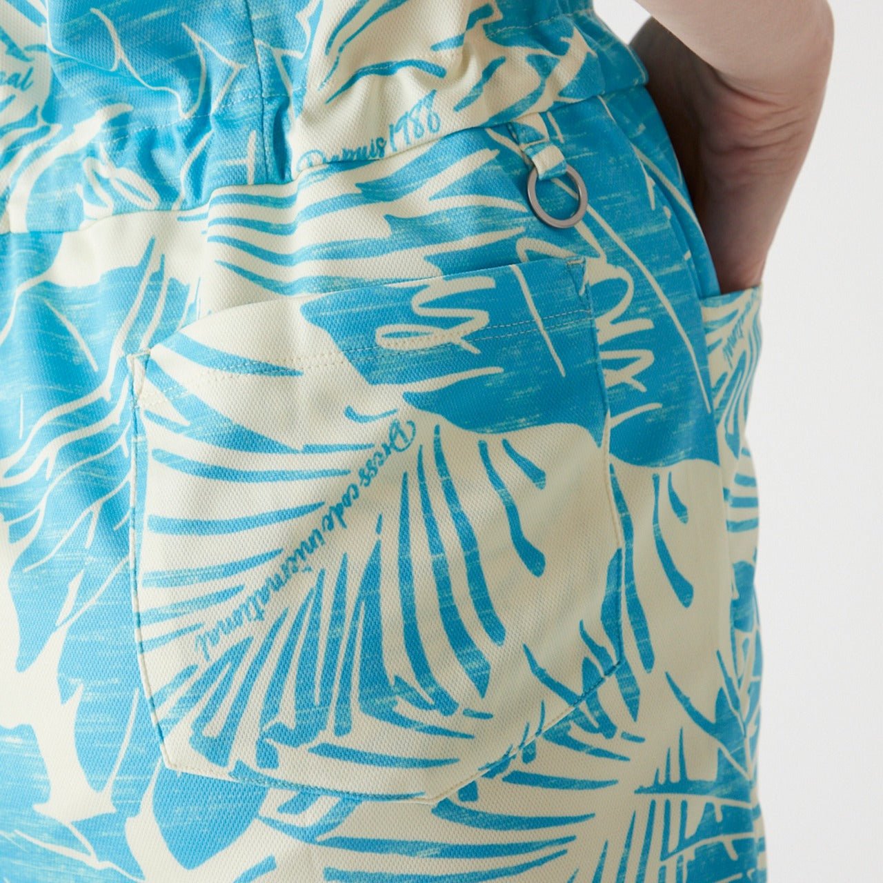 WOMENS ステンシルリーフプリント ノースリーブワンピース ブルー 071622522 - ZOY OFFICIAL