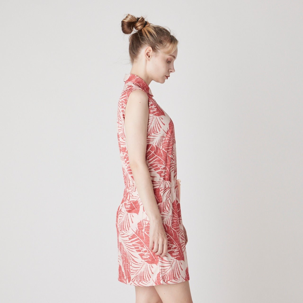 WOMENS ステンシルリーフプリント ノースリーブワンピース オレンジ 071622522 - ZOY OFFICIAL