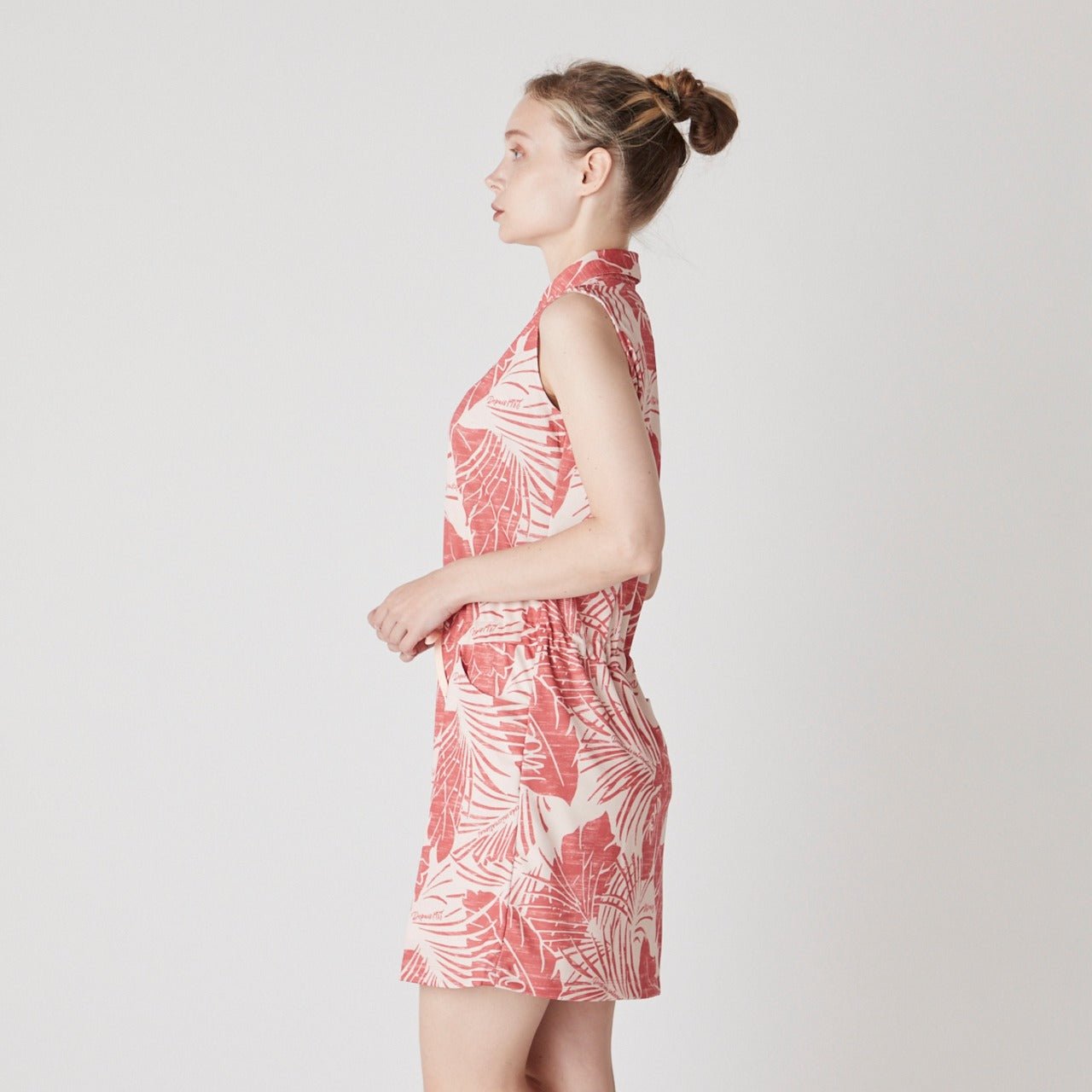 WOMENS ステンシルリーフプリント ノースリーブワンピース オレンジ 071622522 - ZOY OFFICIAL