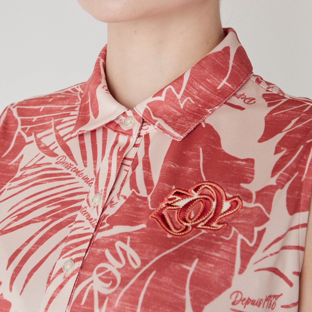 WOMENS ステンシルリーフプリント ノースリーブワンピース オレンジ 071622522 - ZOY OFFICIAL