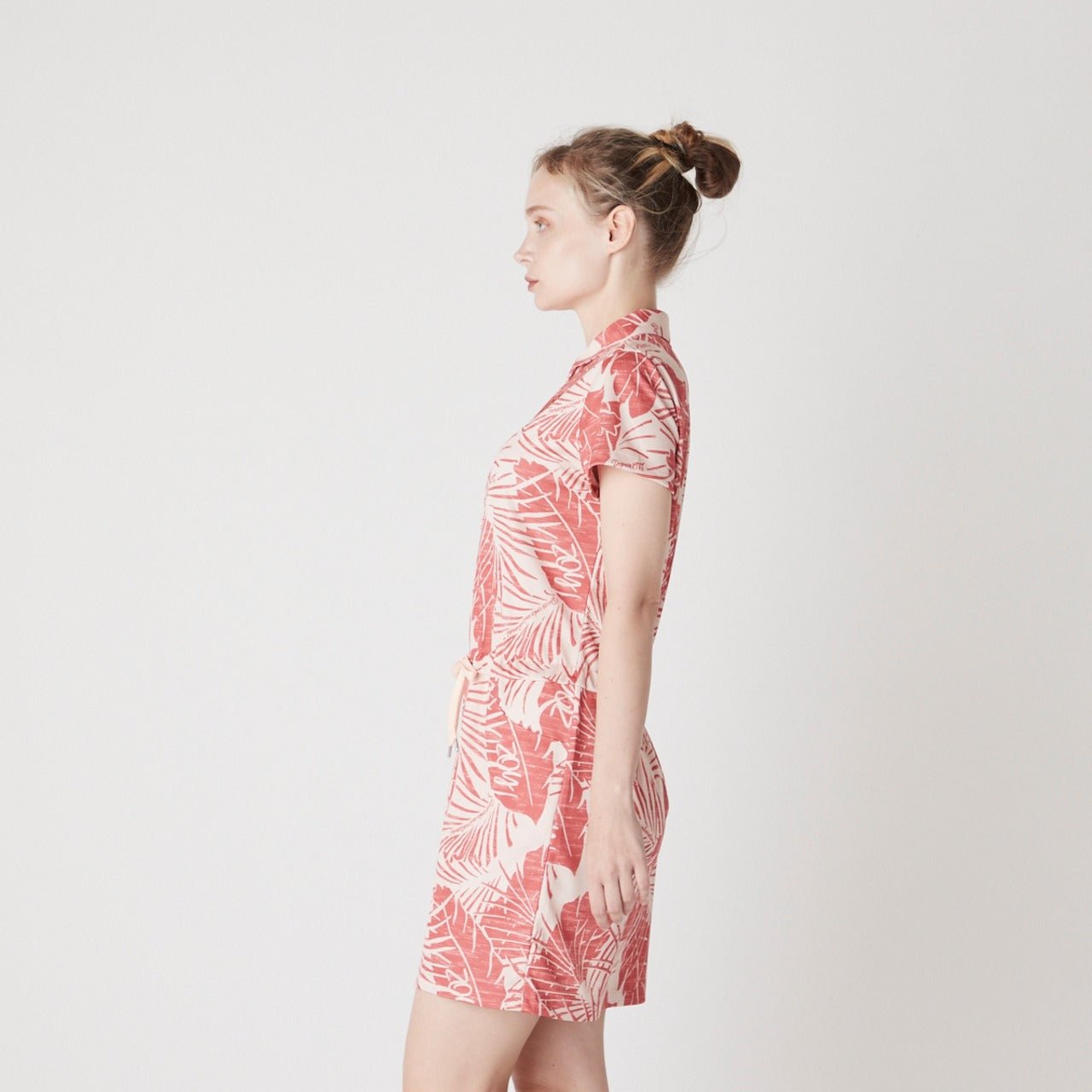 WOMENS ステンシルリーフプリント 半袖ワンピース オレンジ 071622523 - ZOY OFFICIAL