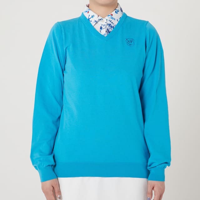 WOMENS ハリーストレッチ 長袖ニットプルオーバー ターコイズ 071622705 - ZOY OFFICIAL