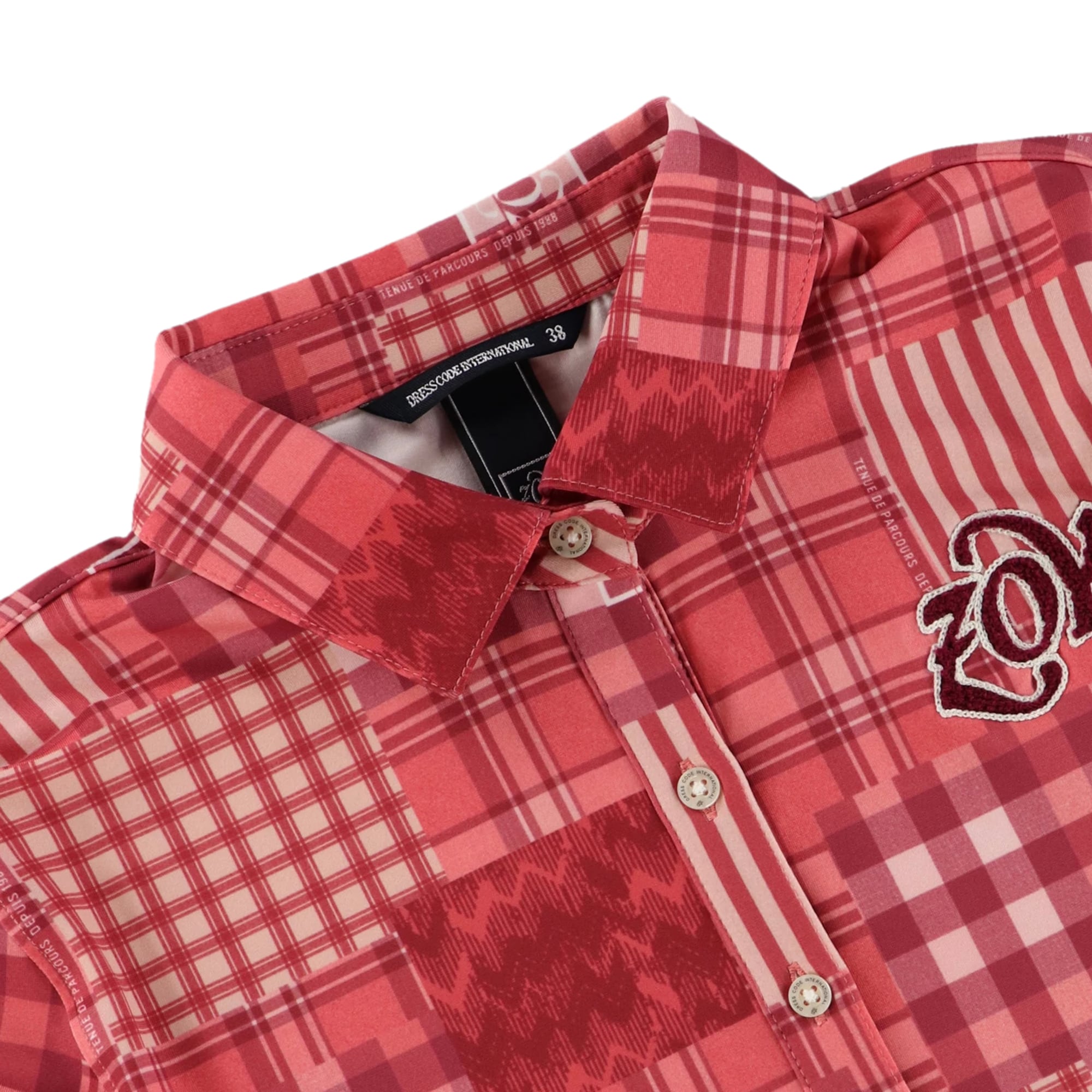 WOMENS パッチワークプリント 長袖ポロシャツ ブルー 071624003 - ZOY OFFICIAL