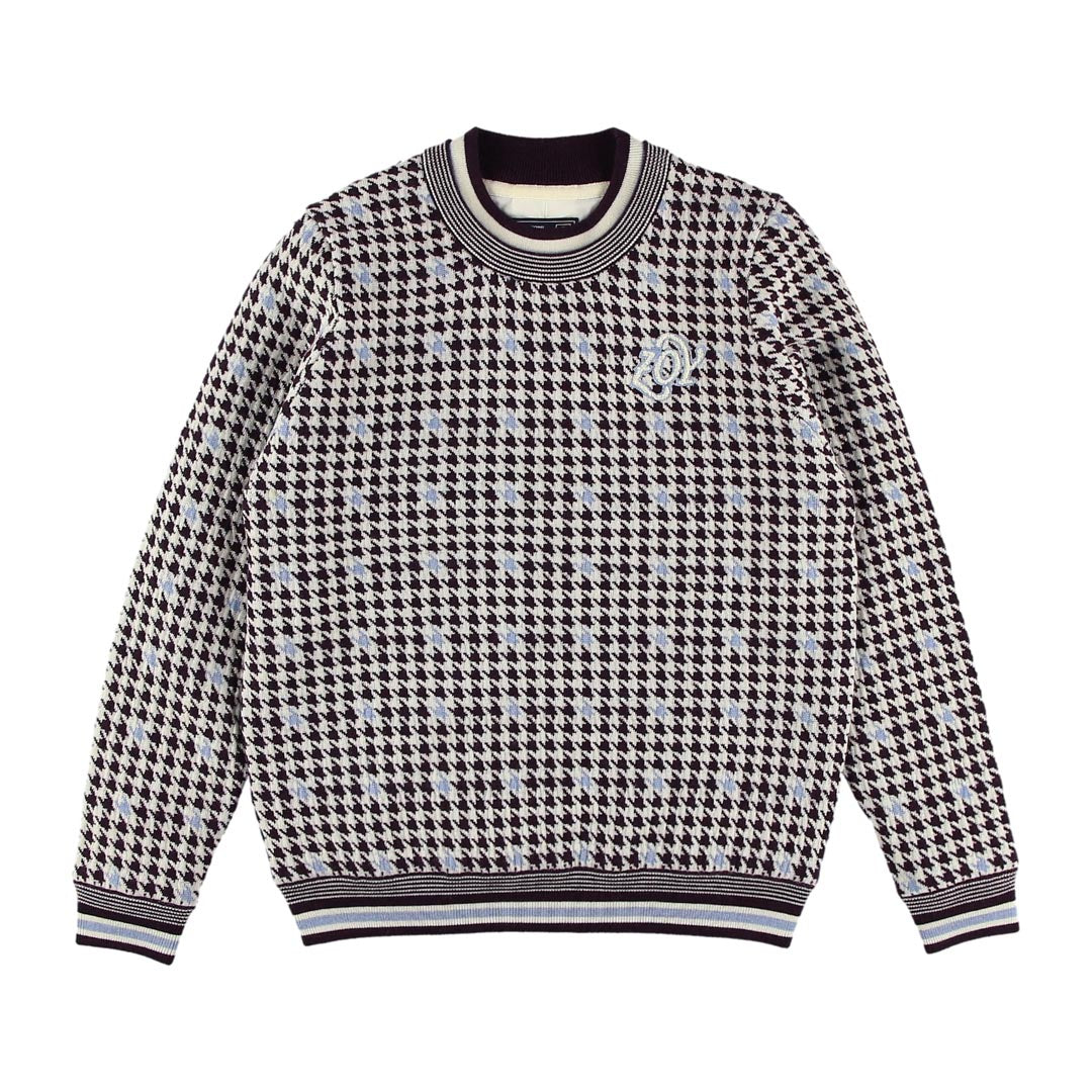 WOMENS CASHWOOL 千鳥ジャガード 長袖セーター(防風裏地付き) ボルドー 071634713 - ZOY OFFICIAL