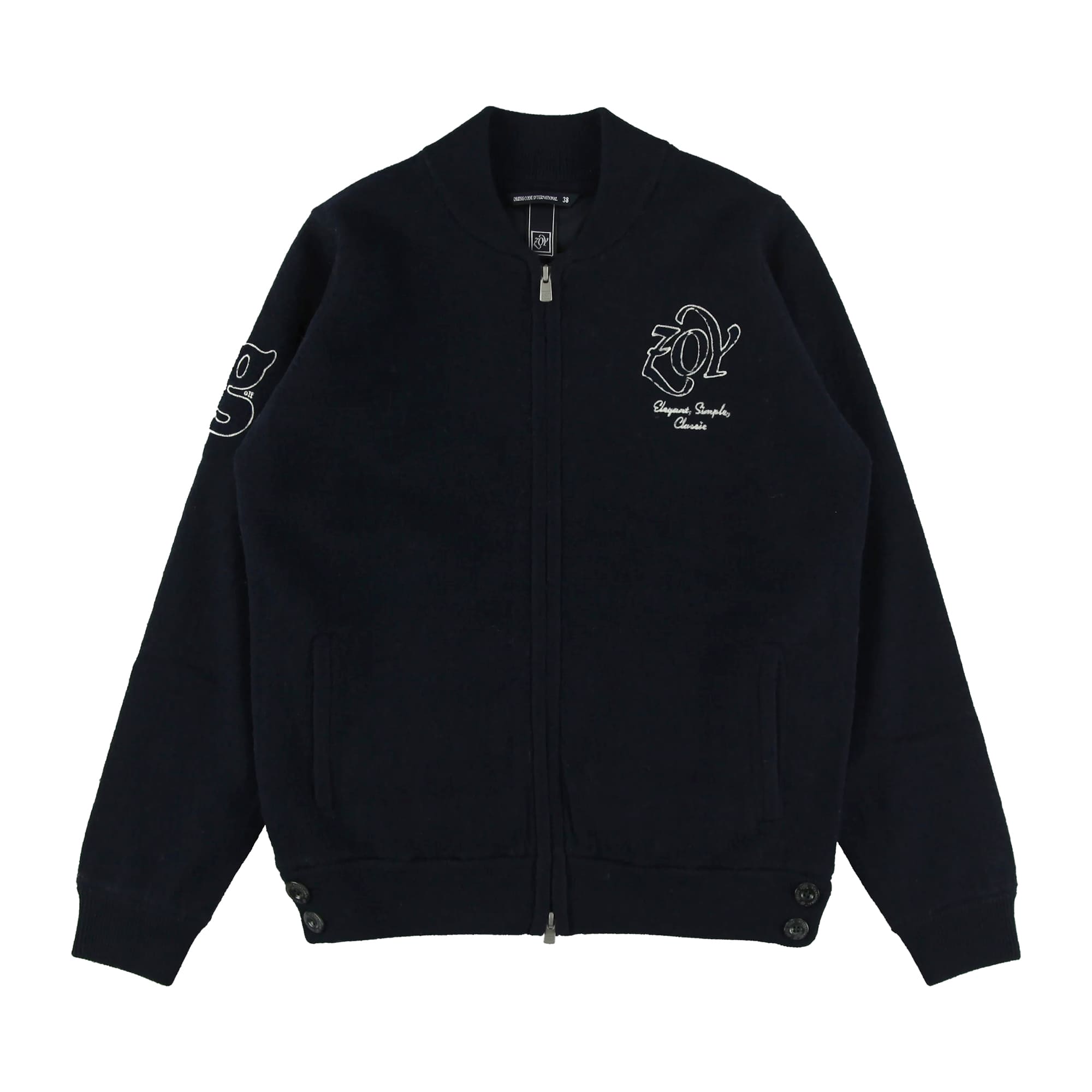 WOMENS KARL KARL ニットブルゾン 防風裏地付 ネイビー 071624730 - ZOY OFFICIAL