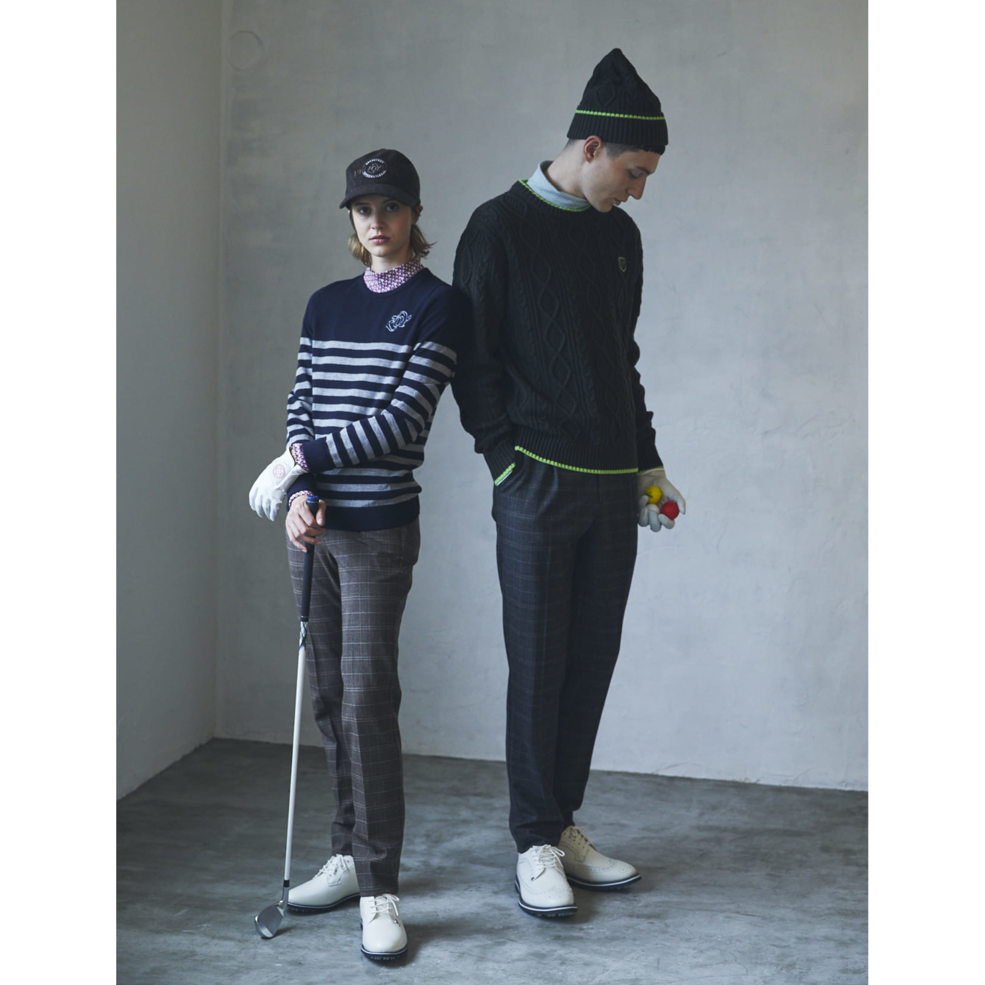 MEN BALLOON COTTON 長袖セーター オリーブ