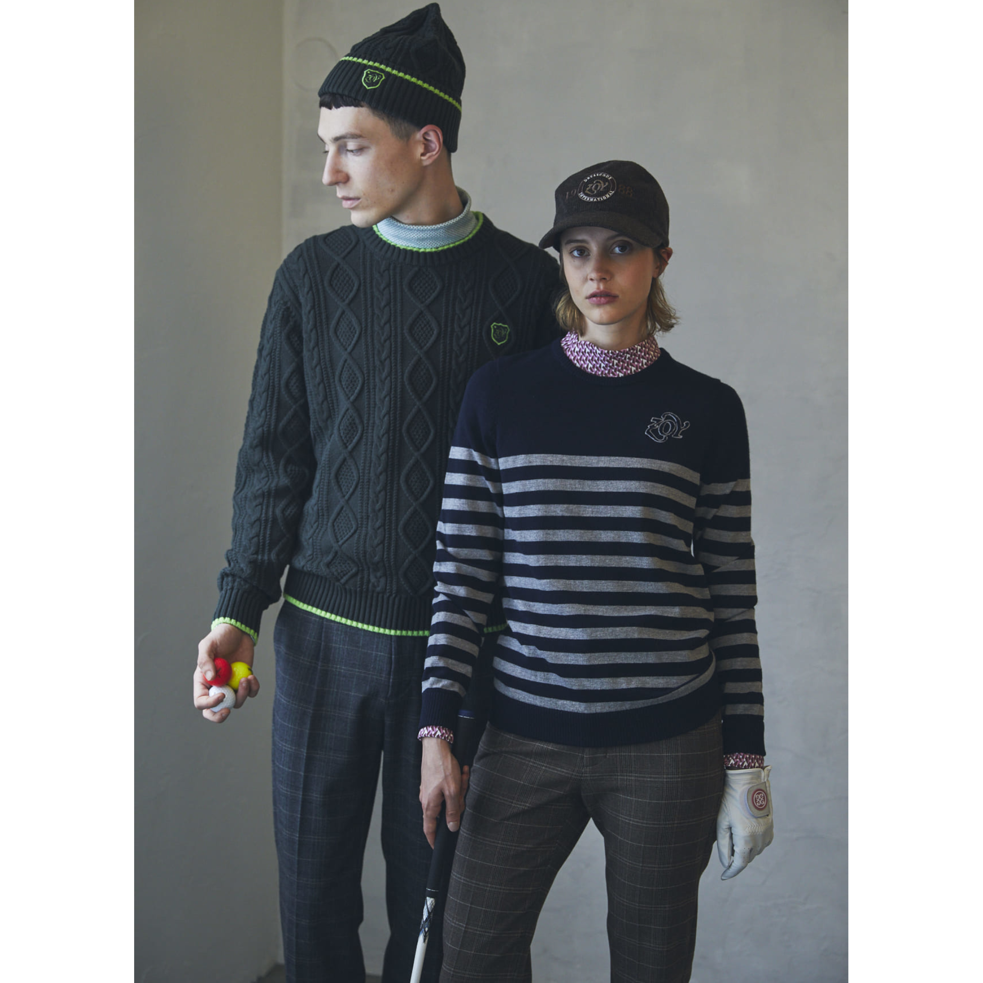 MEN BALLOON COTTON 長袖セーター オリーブ