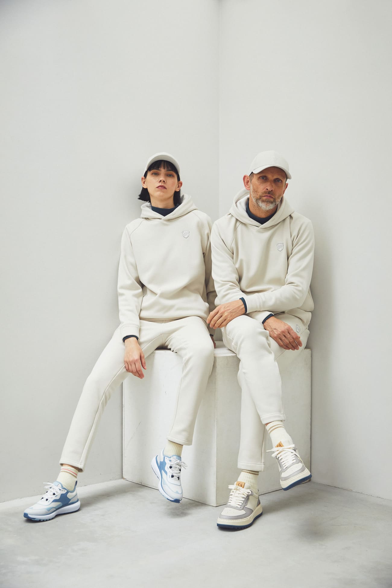 WOMEN LONG-STAPLE COTTON BOMBER スウェットパンツ チャコール