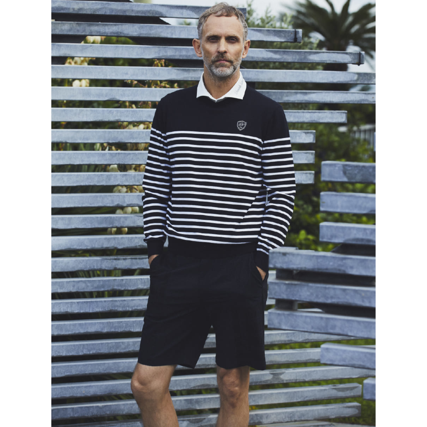 Men's Premium Cotton Striped Long Sleeve Sweater in Navy