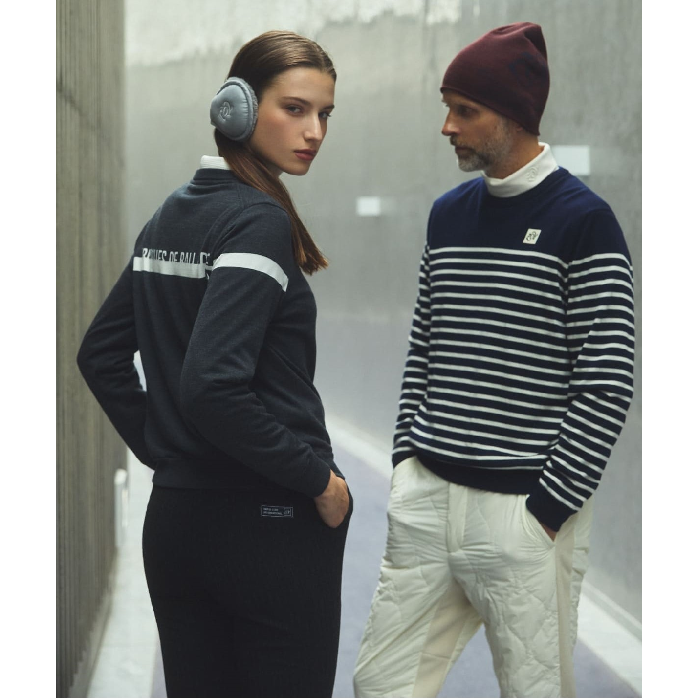 UNISEX ウォッシャブルキャッシュウール天竺 裏付きセーター チャコール